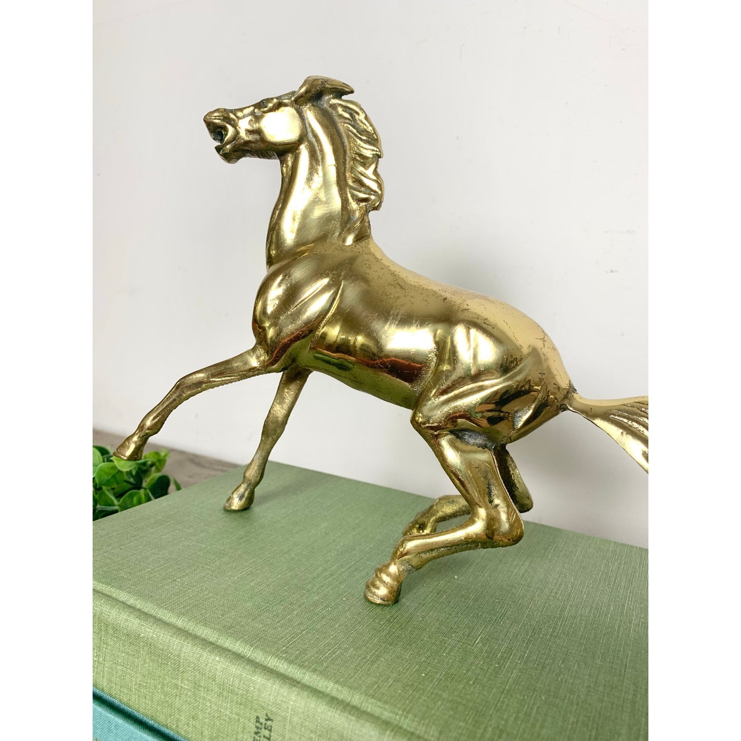 Vintage Solid Brass Horse Figurine Statue Equestrian Stallion Statue Mid Century