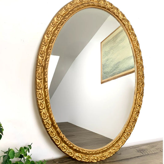 Vintage Syroco Gold Oval Mirror Hollywood Regency Wall Decor Feminine Cotaagecore