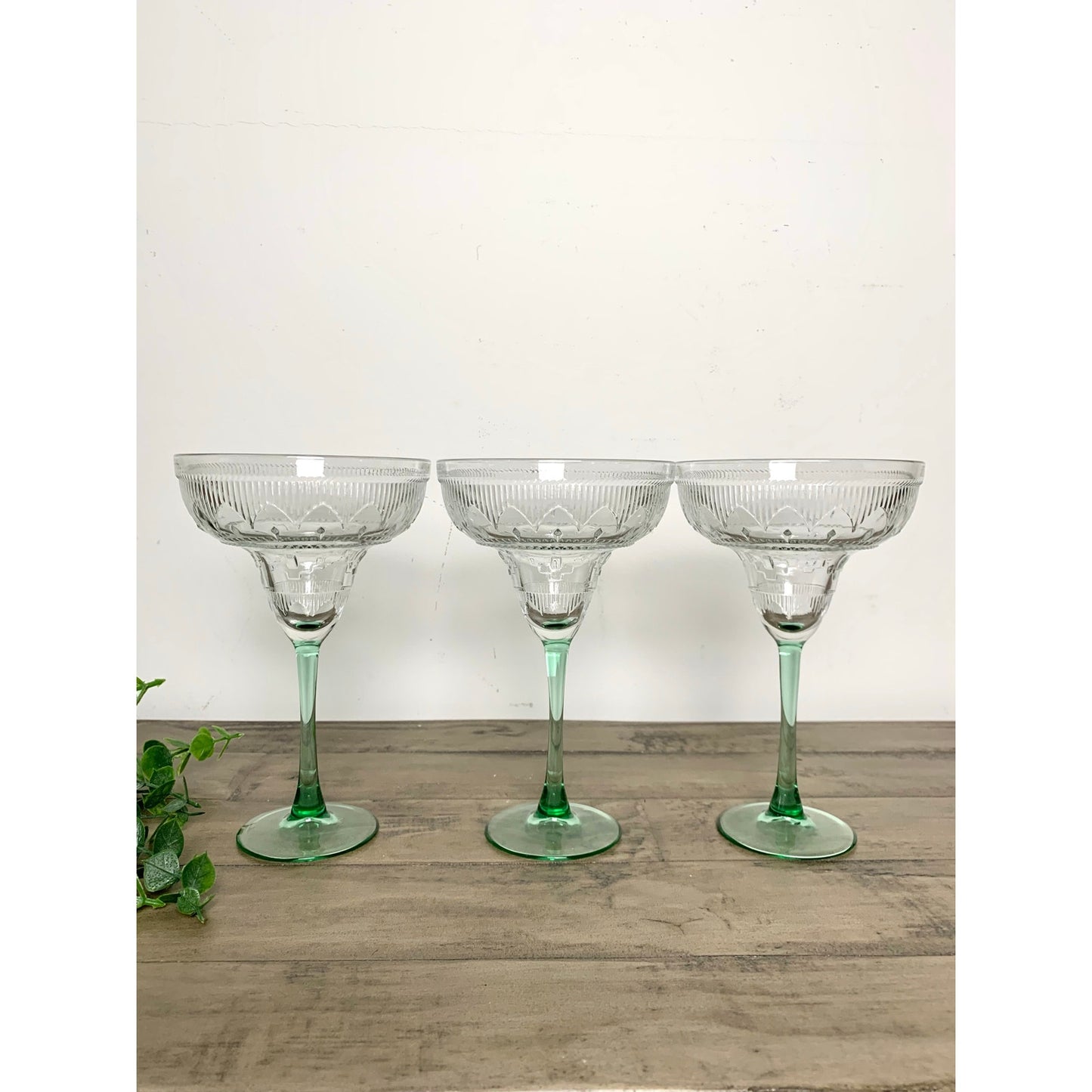 Set of 3 Vintage Glass Margarita Glasses Sombrero by Cristal D’Arques-Durand