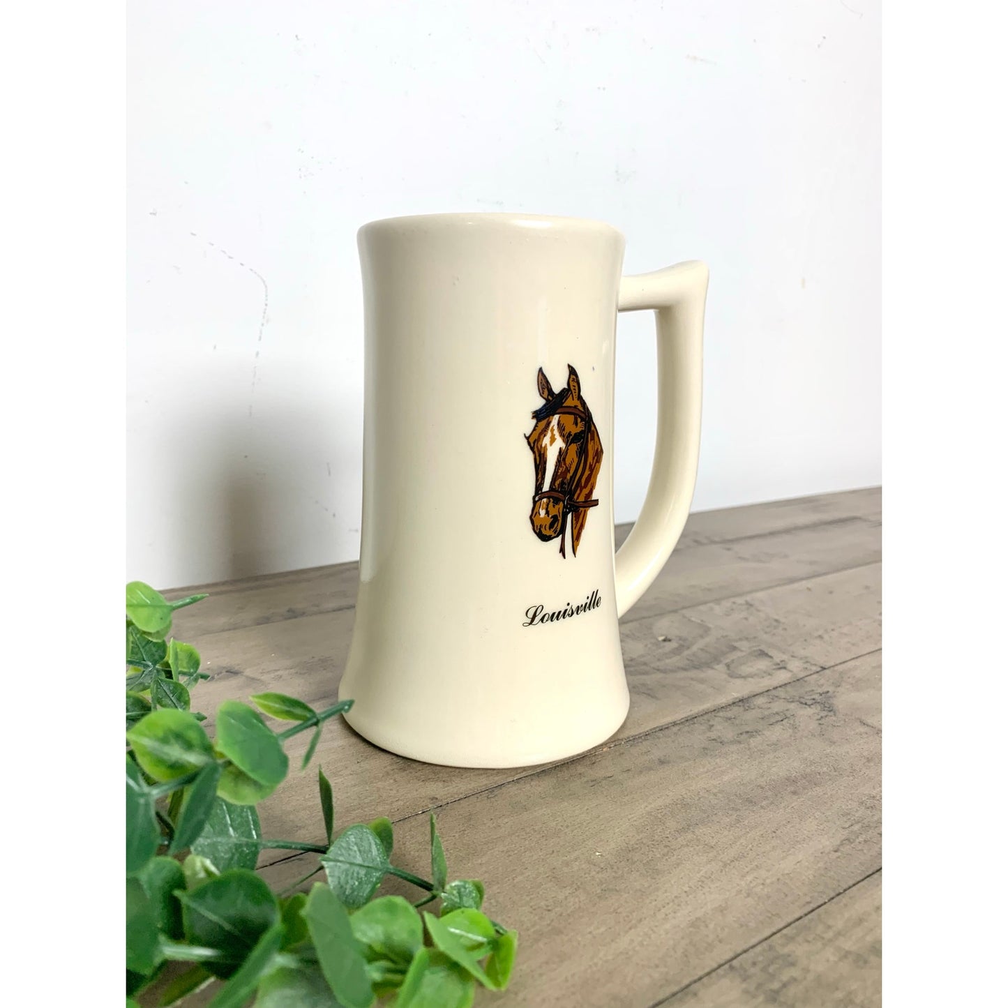 Vintage Louisville Horse Mug Stein Vase Equestrian Souvenir Ceramic USA Derby