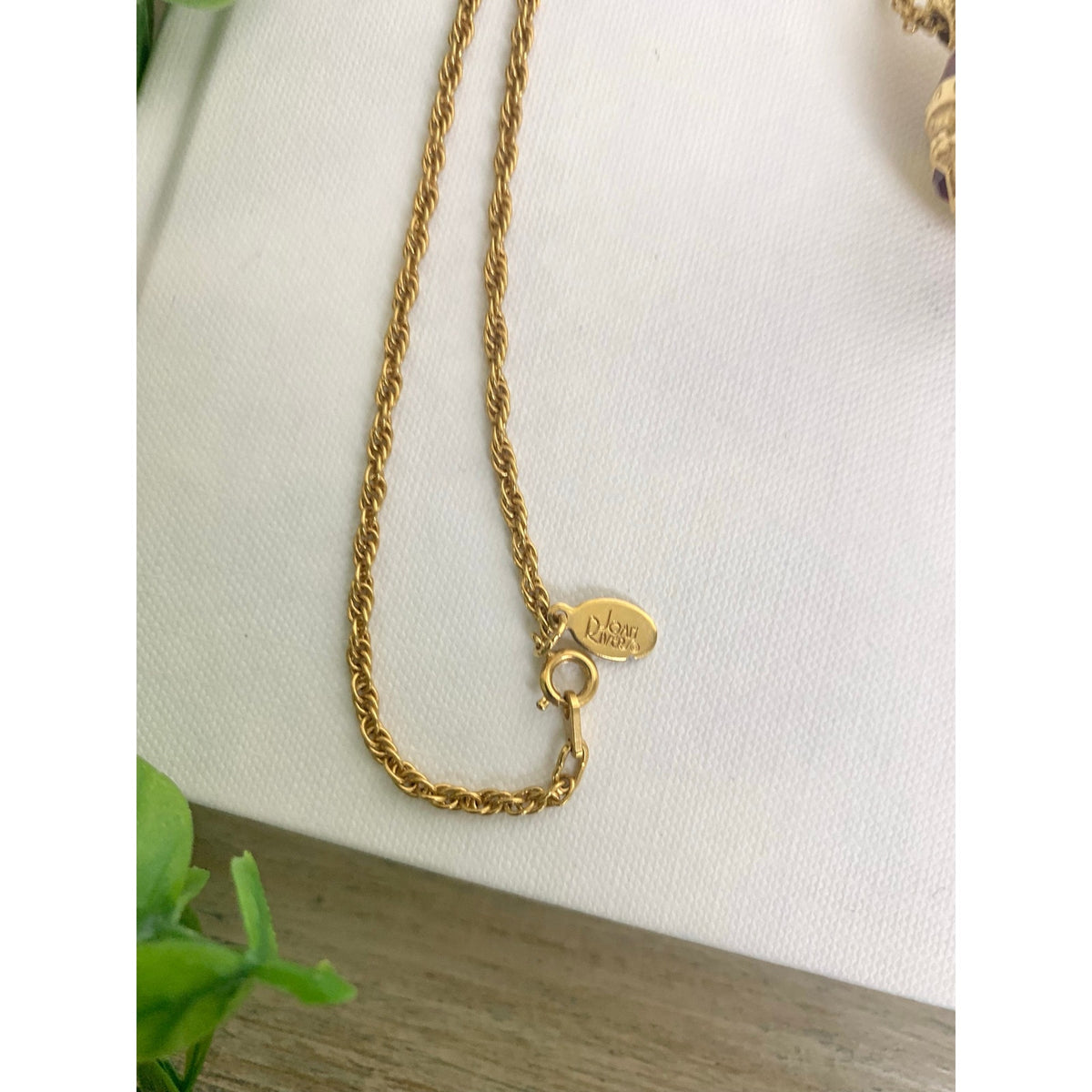 Vintage Joan Rivers Red Enamel Egg Pendant Necklace Crown Rhinestone Gold Tone