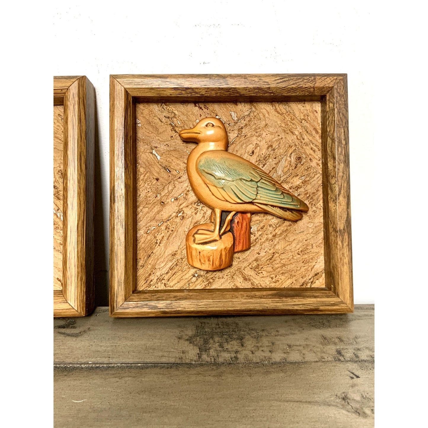 Vintage 1982 Miller Studio Chalkware Shorebird Wall Plaques Coastal Bird Cottage