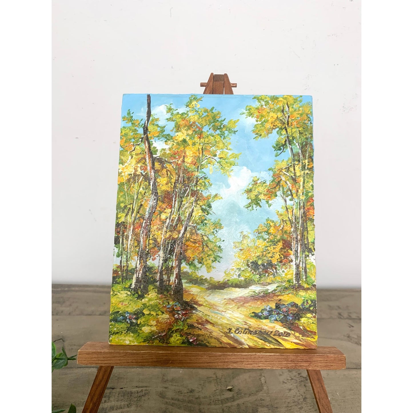 Original Landscape Oil Painting on Board Signed Artwork Trees Cottage Farmhouse