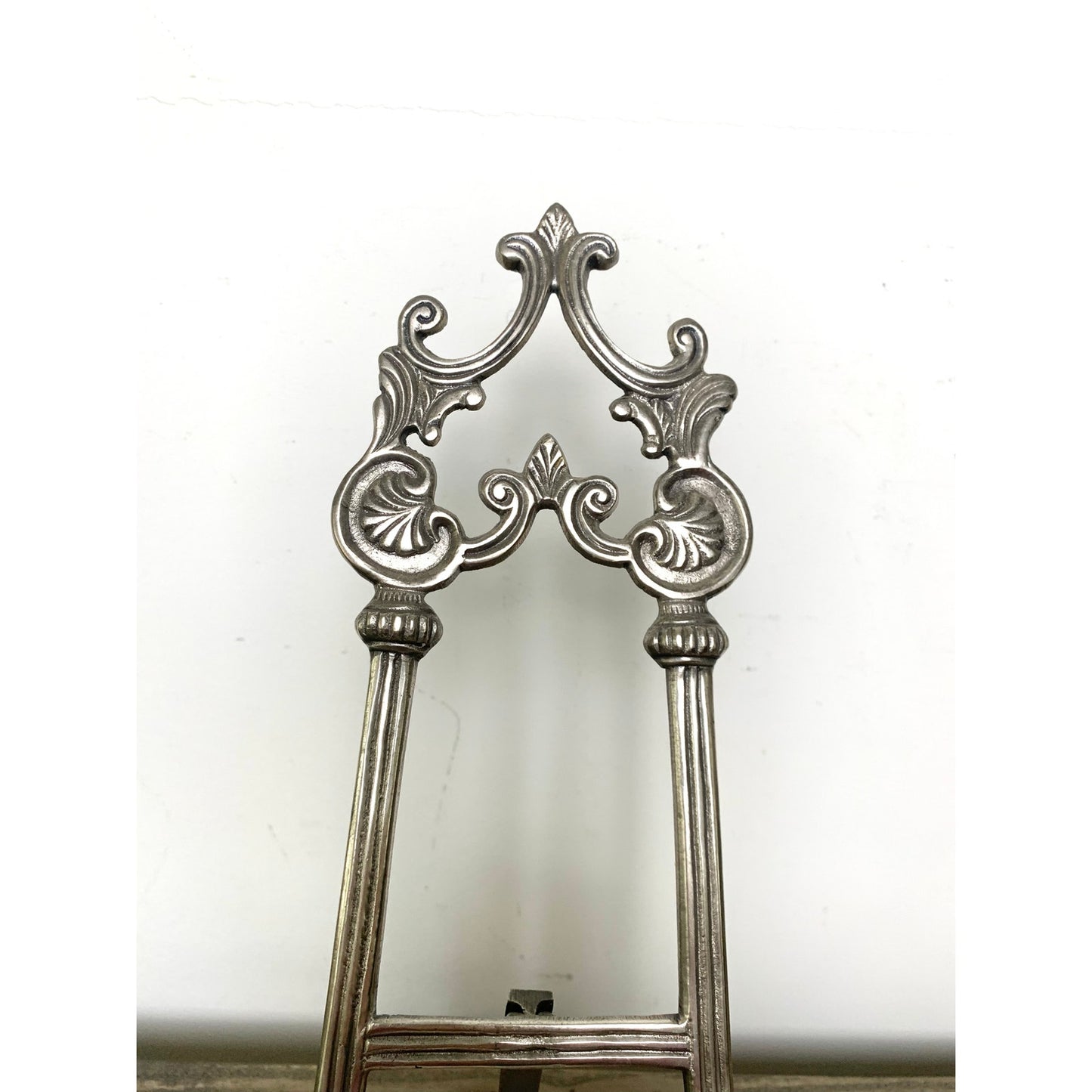 Vintage Ornate Vintage Silver Metal Display Easel Book or Plate Holder Old Money