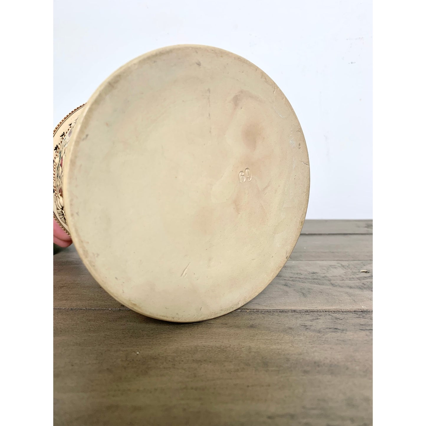 Antique German Majolica Style Pottery Jardiniere Crock Tobacco Jar Humidor