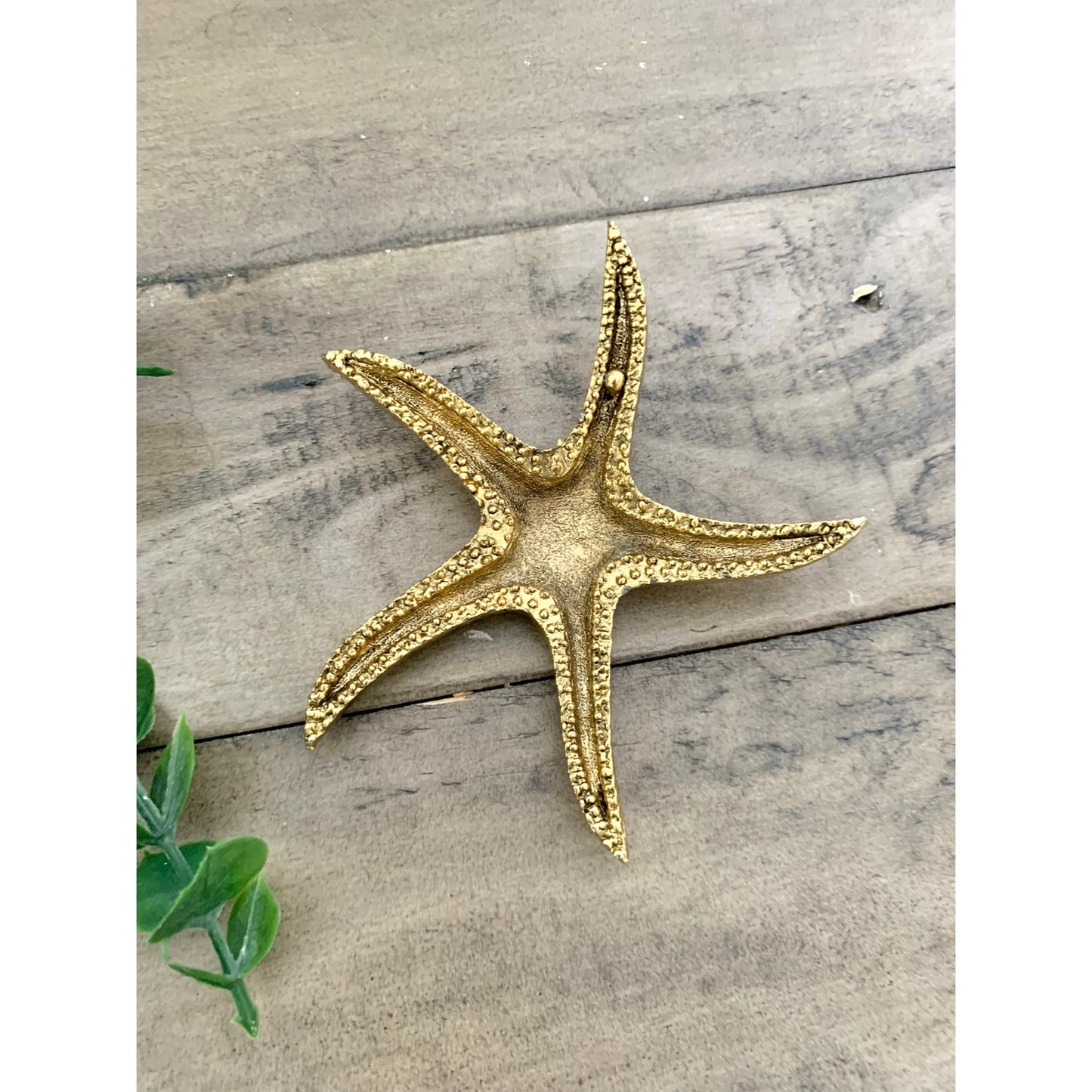 Vintage Small Brass Starfish Figurine Paperweight Nautical Coastal Beach Gold