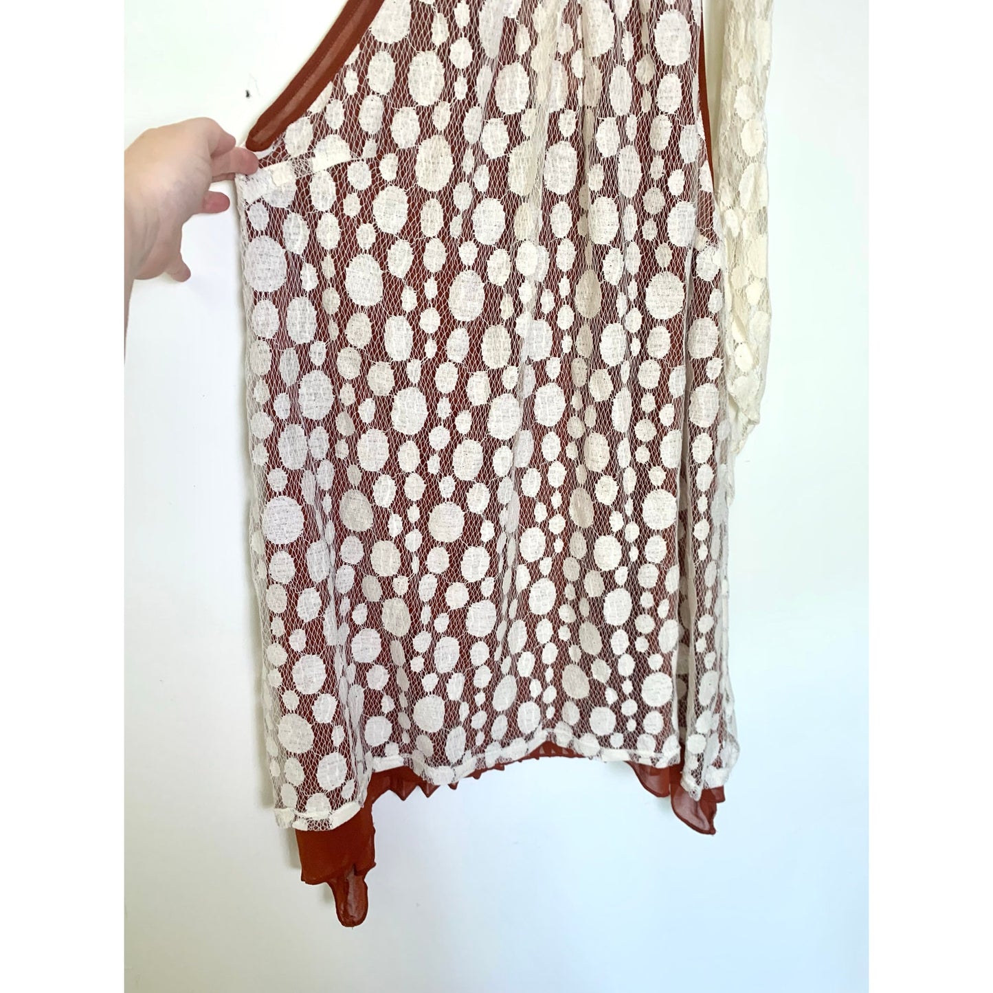 NWT Ryu Lace Pleated Chiffon Halter Tunic Top Size M Whimsy Sheer Boho Feminine