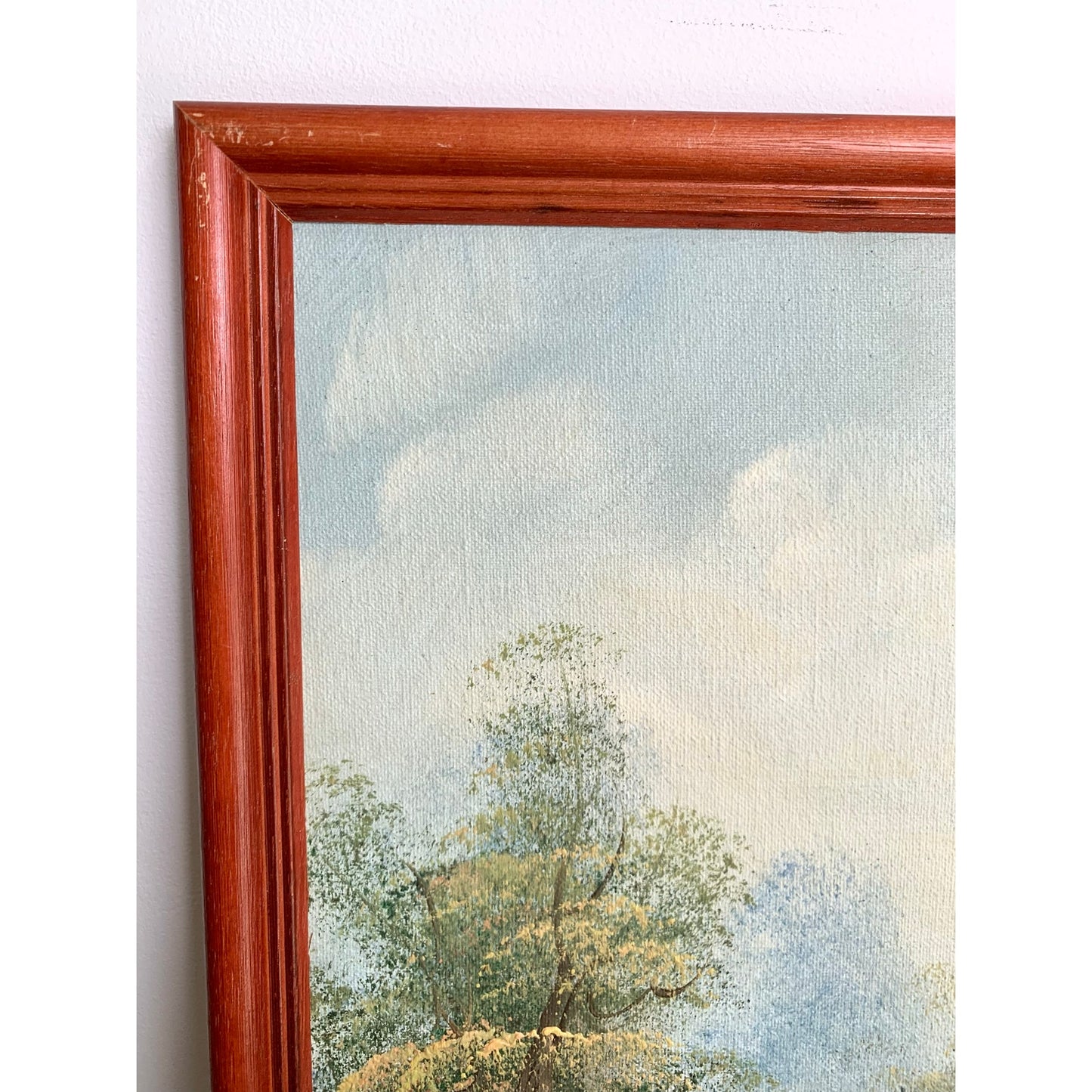 Vintage Riverside Landscape Oil Painting by Taylor Signed Framed Nature Scene