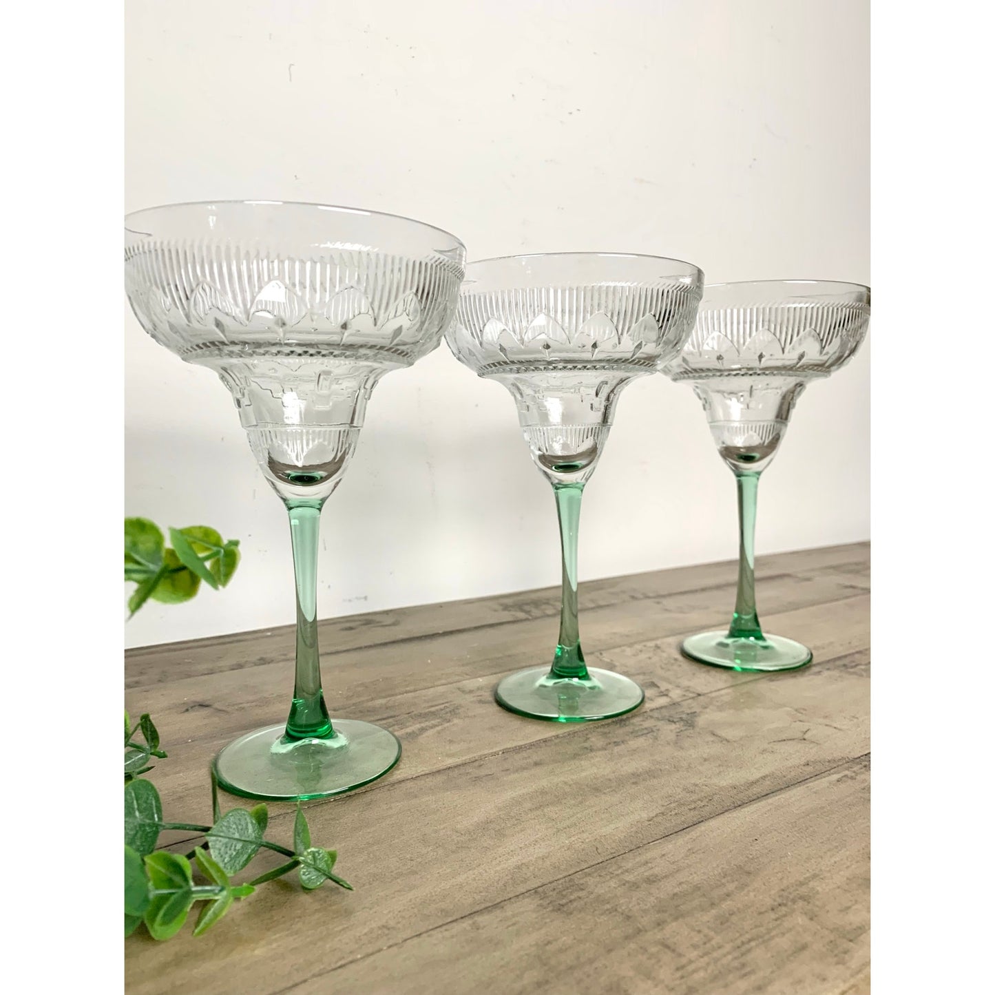 Set of 3 Vintage Glass Margarita Glasses Sombrero by Cristal D’Arques-Durand