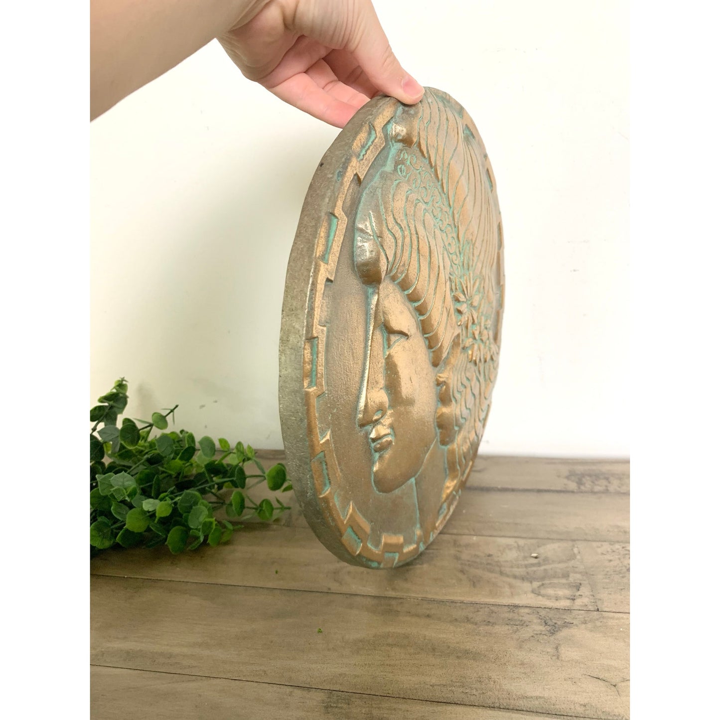 Vintage 1966 Scovill Metal Medallion Wall Hanging - Greek Old Money Old World