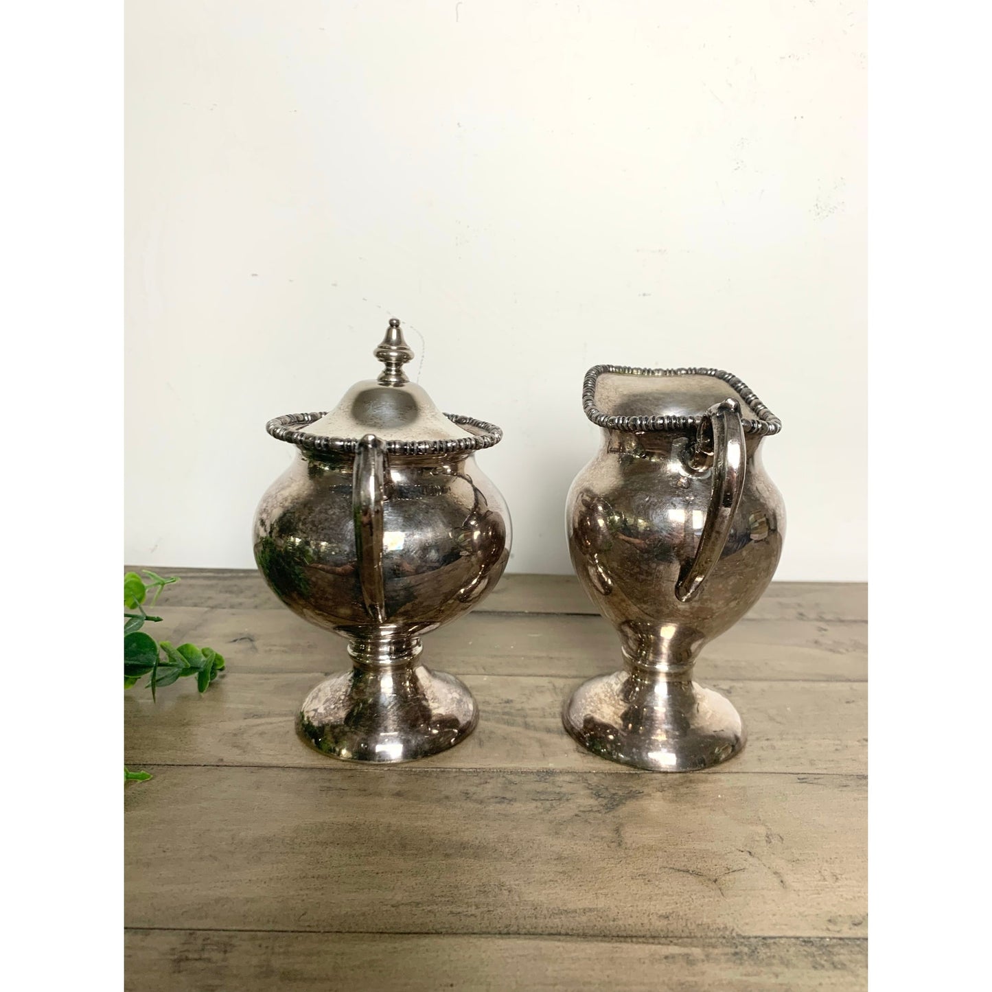 Vintage Silver-Plated Sugar & Creamer Set – Silver on Copper Old Money Moody