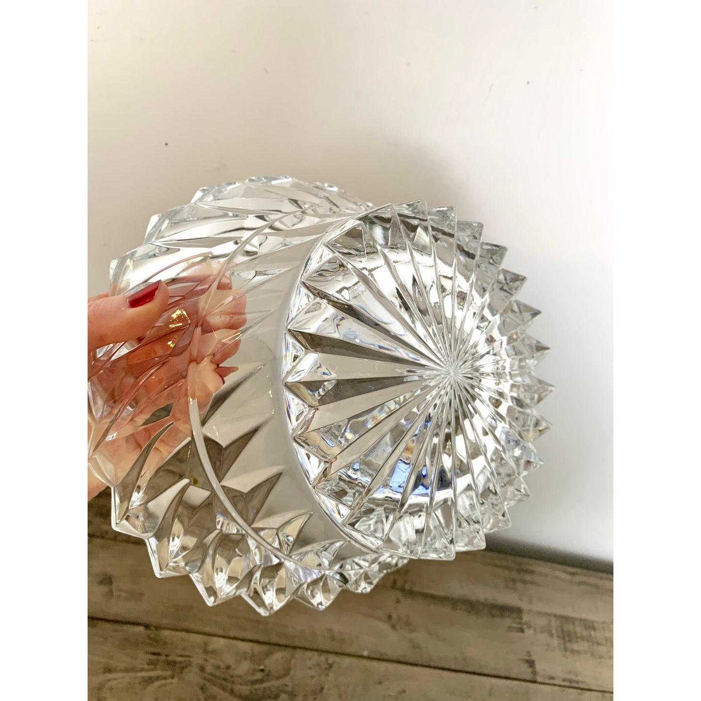 Vintage Mikasa Ranier Cut Crystal Bowl Starburst Base Lead Crystal Centerpiece Vase