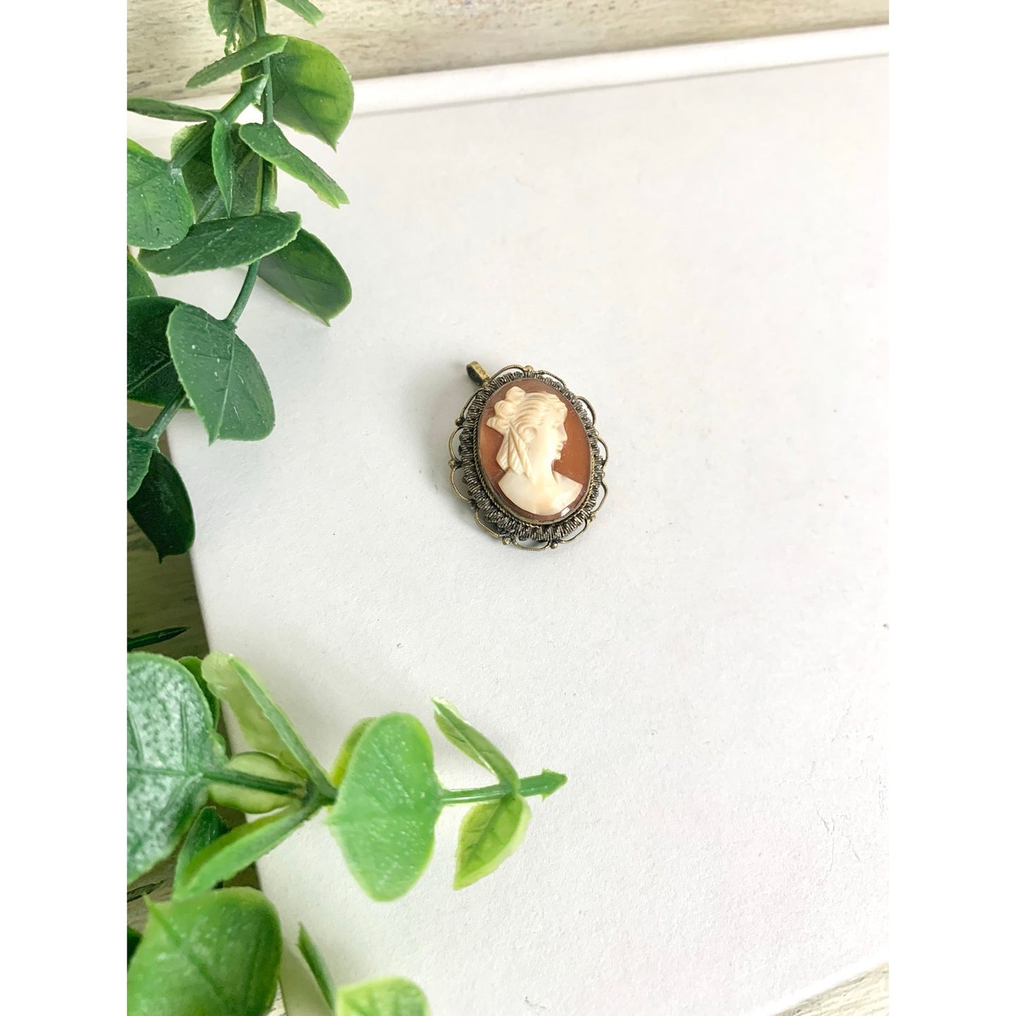 Vintage Carved Shell Cameo Brooch Pendant 12K Gold Filled Victorian Style Jewelry