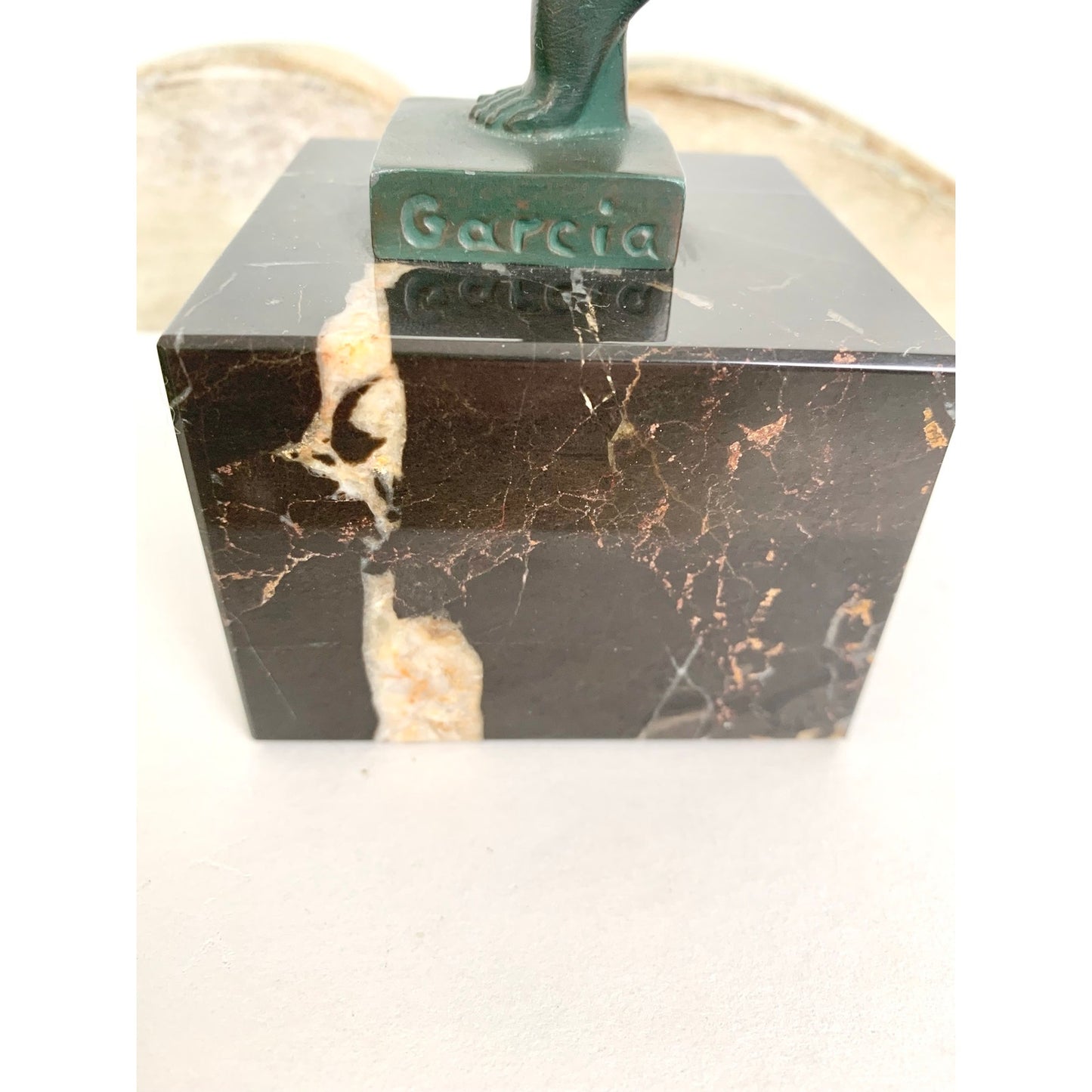 Vintage French Art Deco Garcia Dancer Sculpture Le Verrier Figural Statue Marble Base