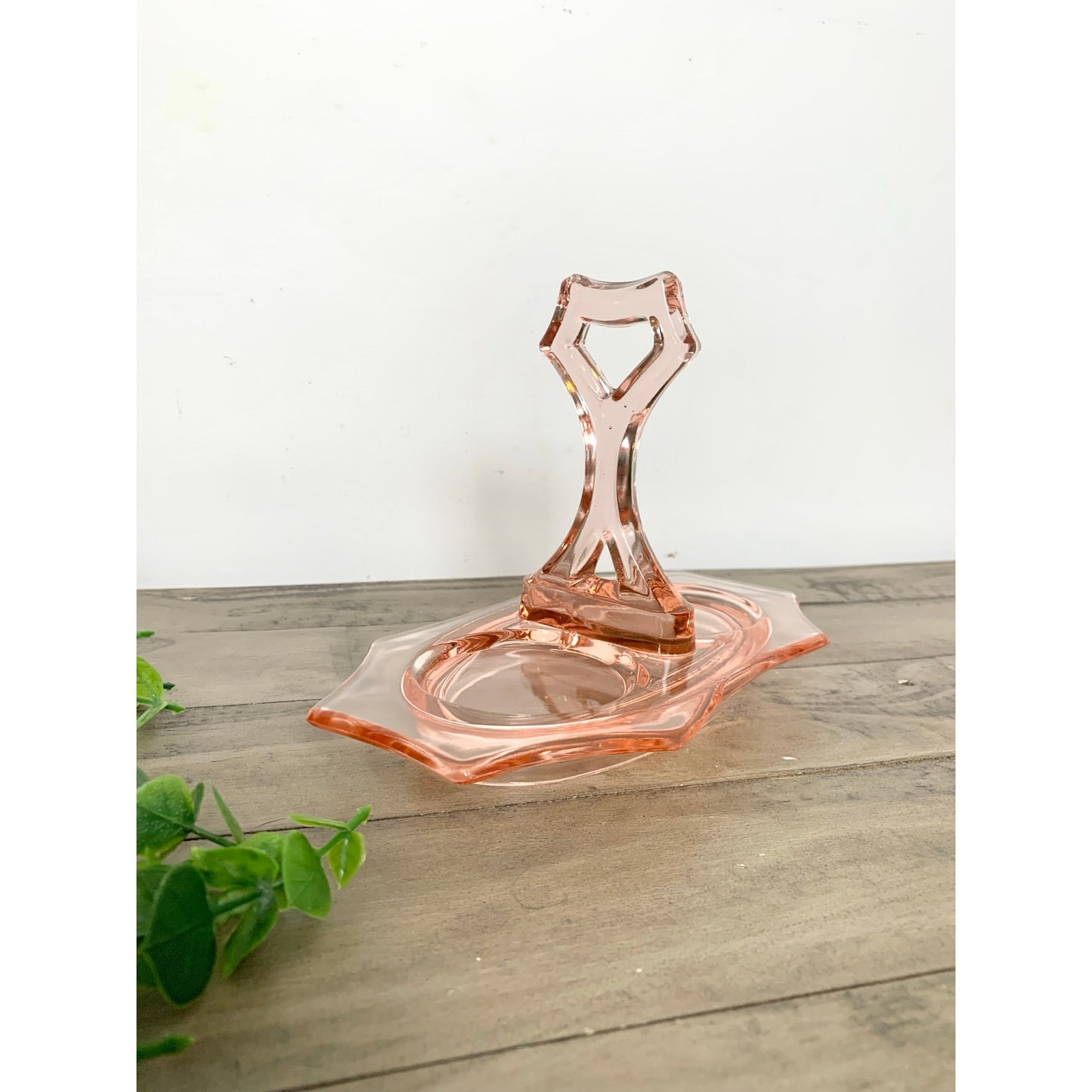 Vintage Cambridge Pink Depression Glass Cream and Sugar Set with Caddy