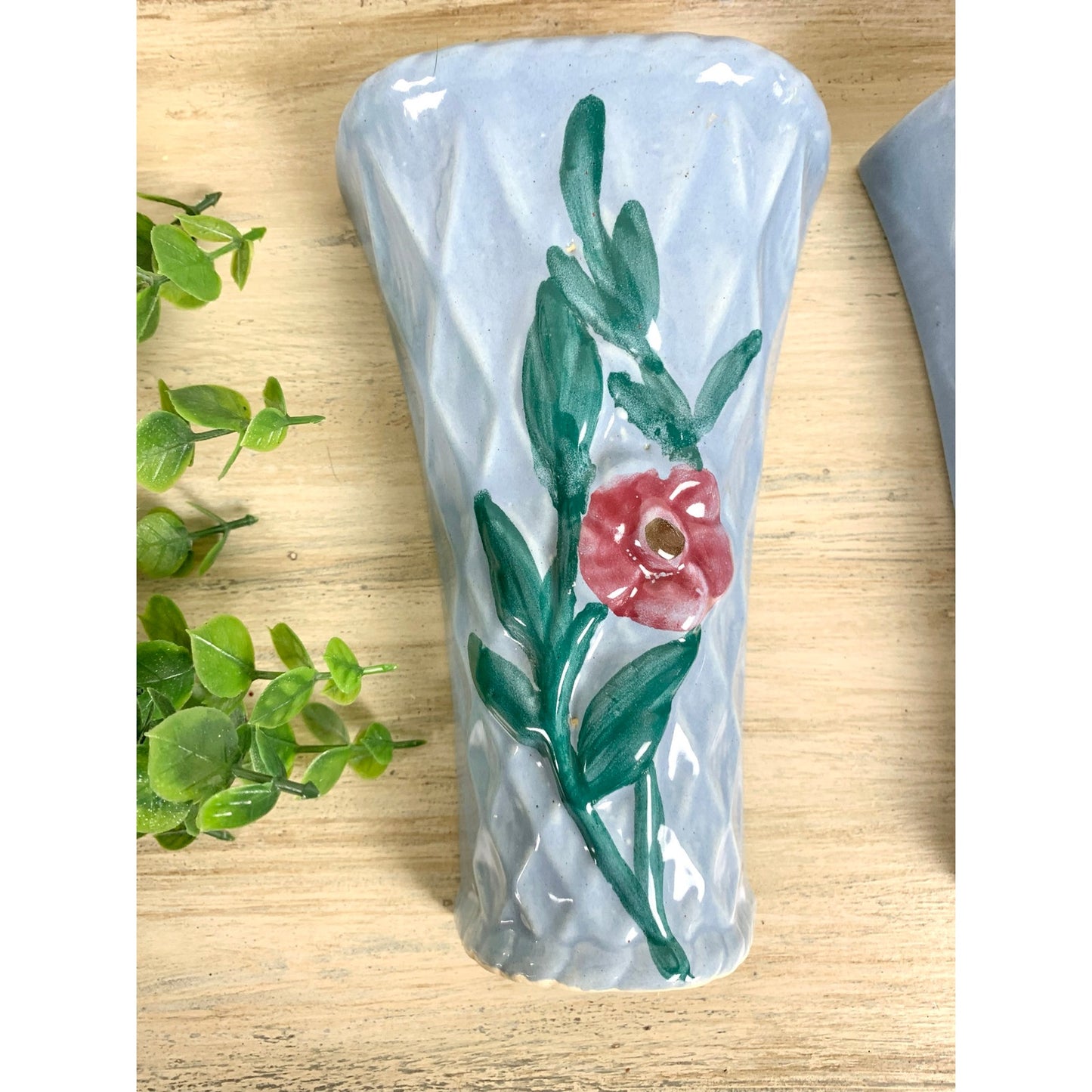 Vintage Morton Pottery Wall Pockets Ceramic Pair Mid Century Wall Planters Vases