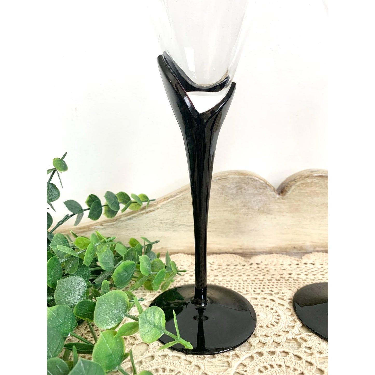 Vintage Mikasa Vogue Onyx Martini Glasses Set of 3 Black Stem Cocktail Glasses Barware Elegant