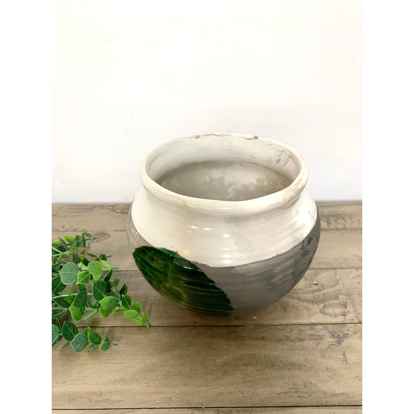 Vintage Mid Century Studio Art Pottery Vase Bowl Pot Green Glaze