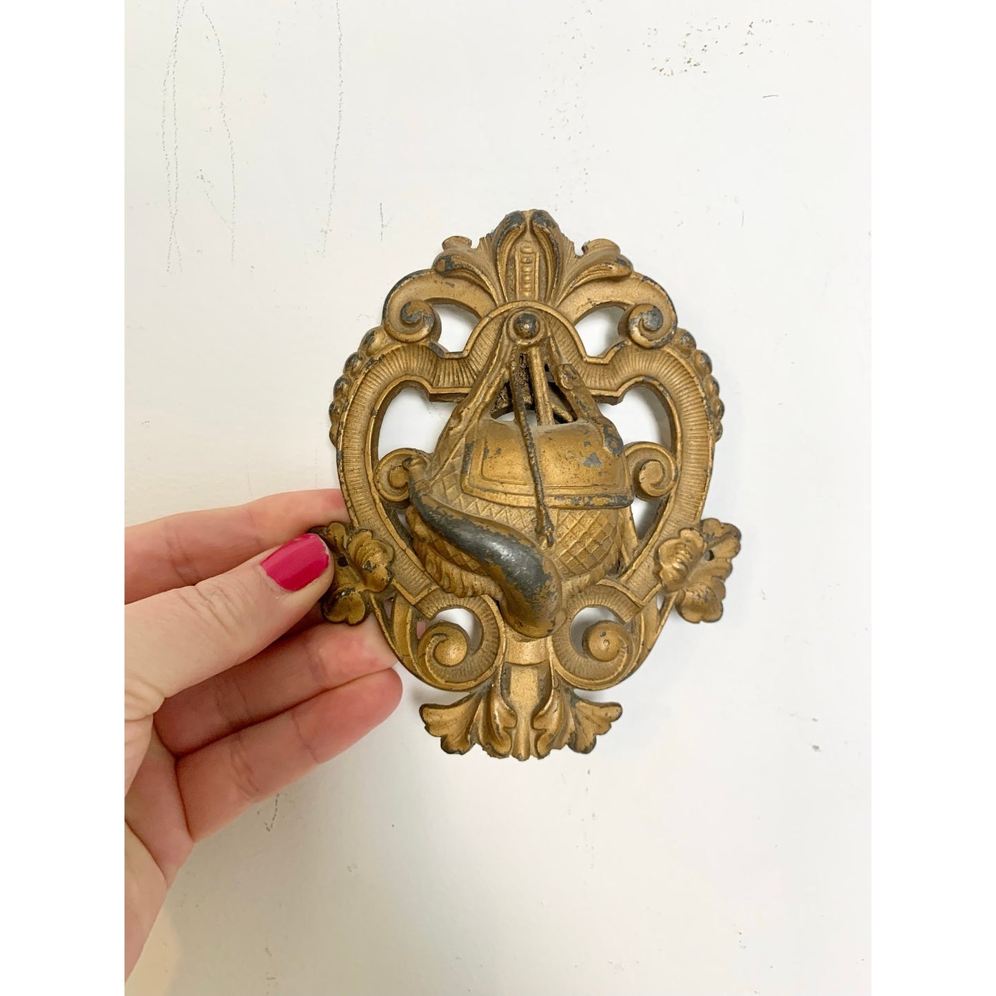 Antique French Revival Furniture Mounts Ornate Architectural Crest Pair Wall Decals