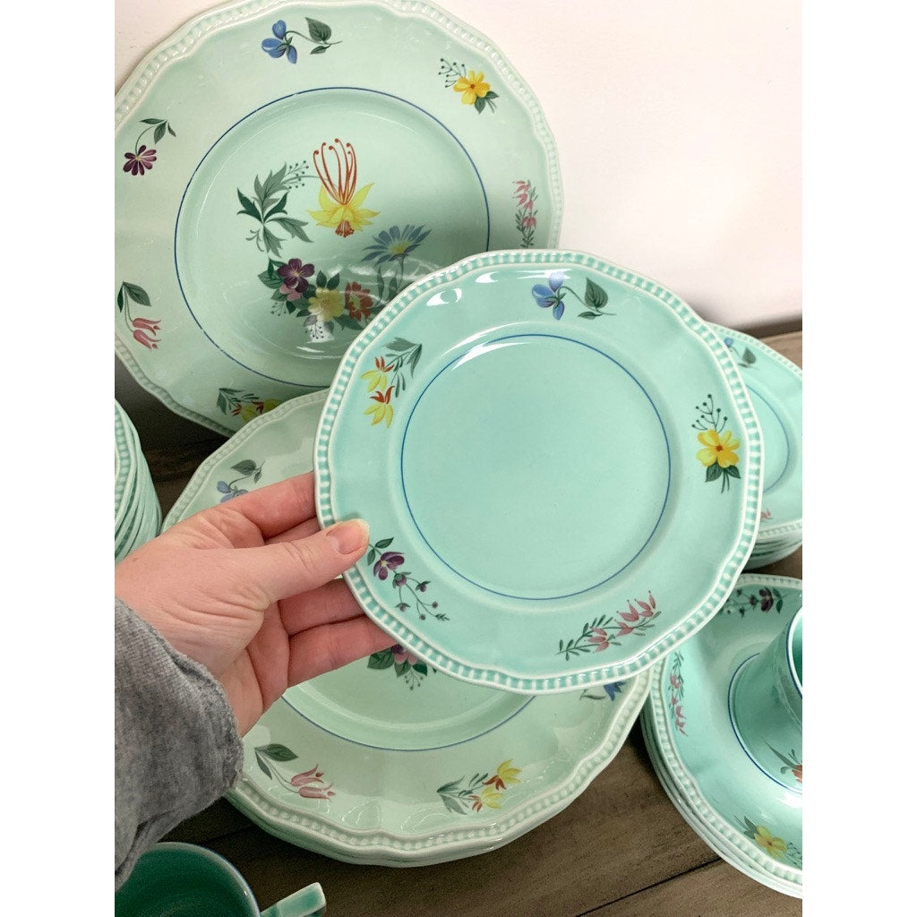 Vintage Kensington Staffordshire Ironstone Dish Set Provincial Pattern England Floral Dinnerware