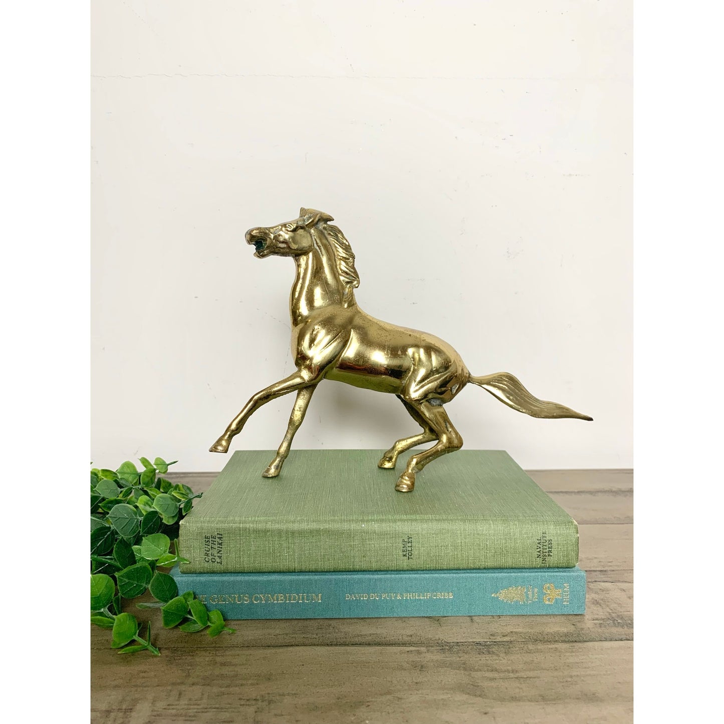 Vintage Solid Brass Horse Figurine Statue Equestrian Stallion Statue Mid Century