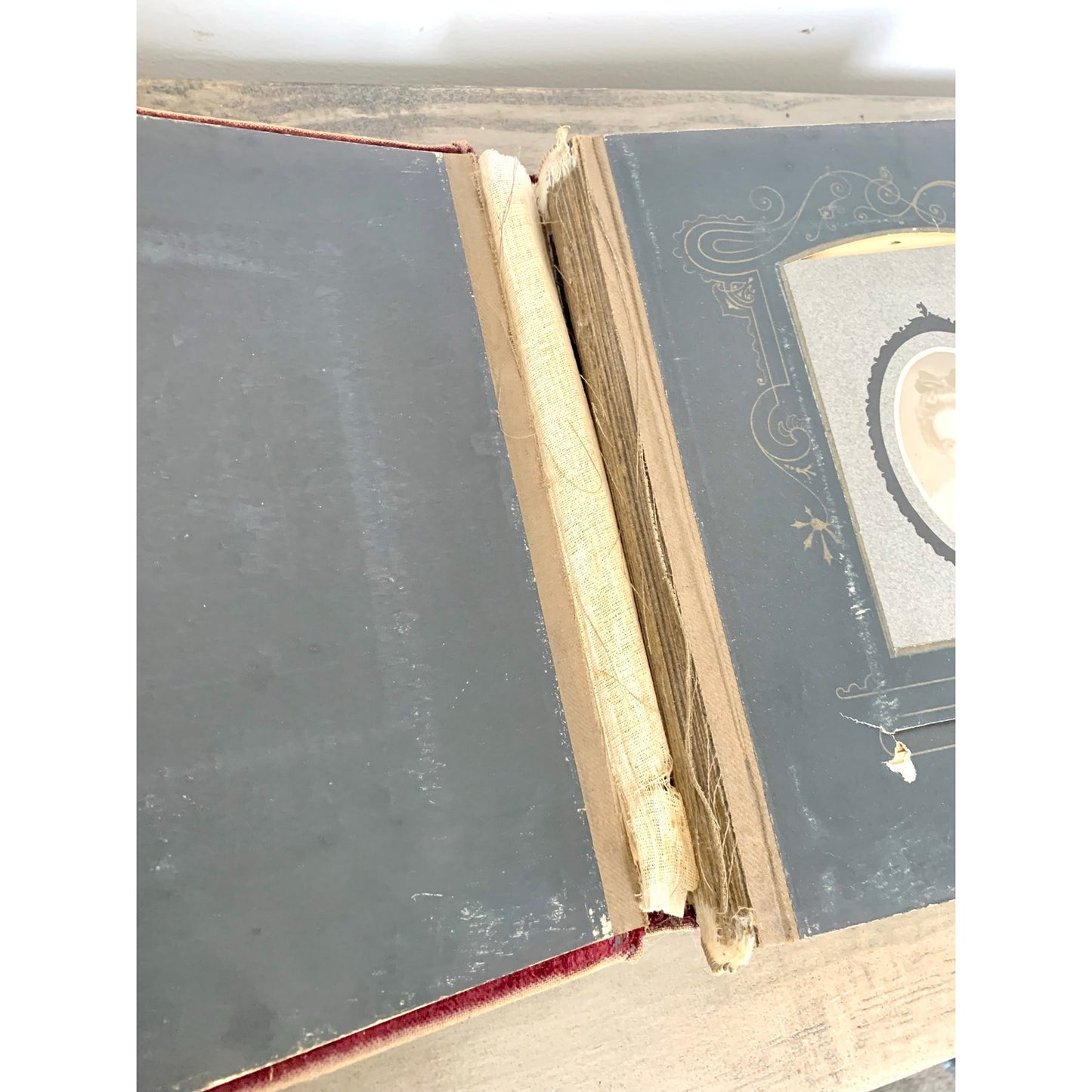 Antique Victorian Photo Album with 1800s Portraits Photography Ephemera Book
