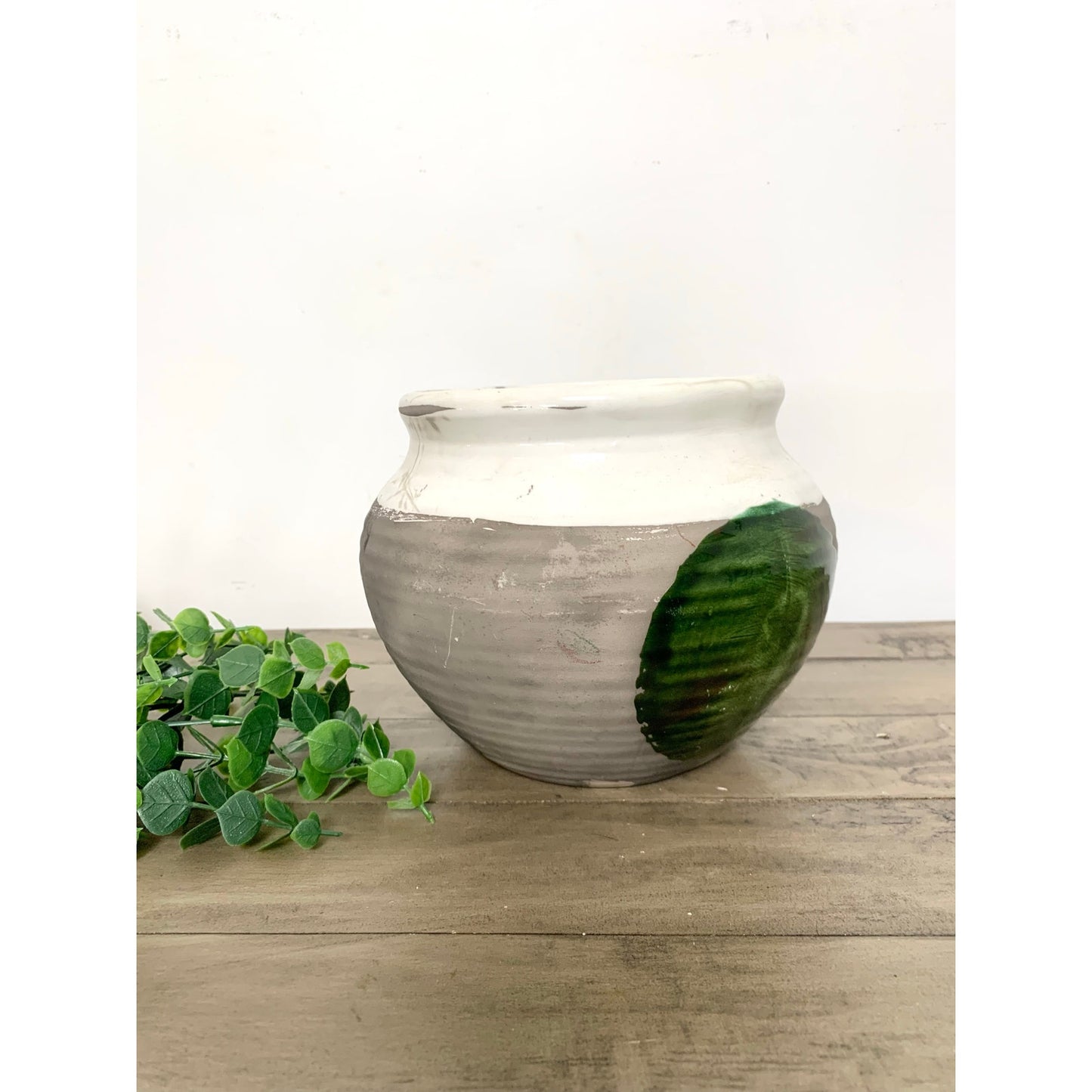 Vintage Mid Century Studio Art Pottery Vase Bowl Pot Green Glaze