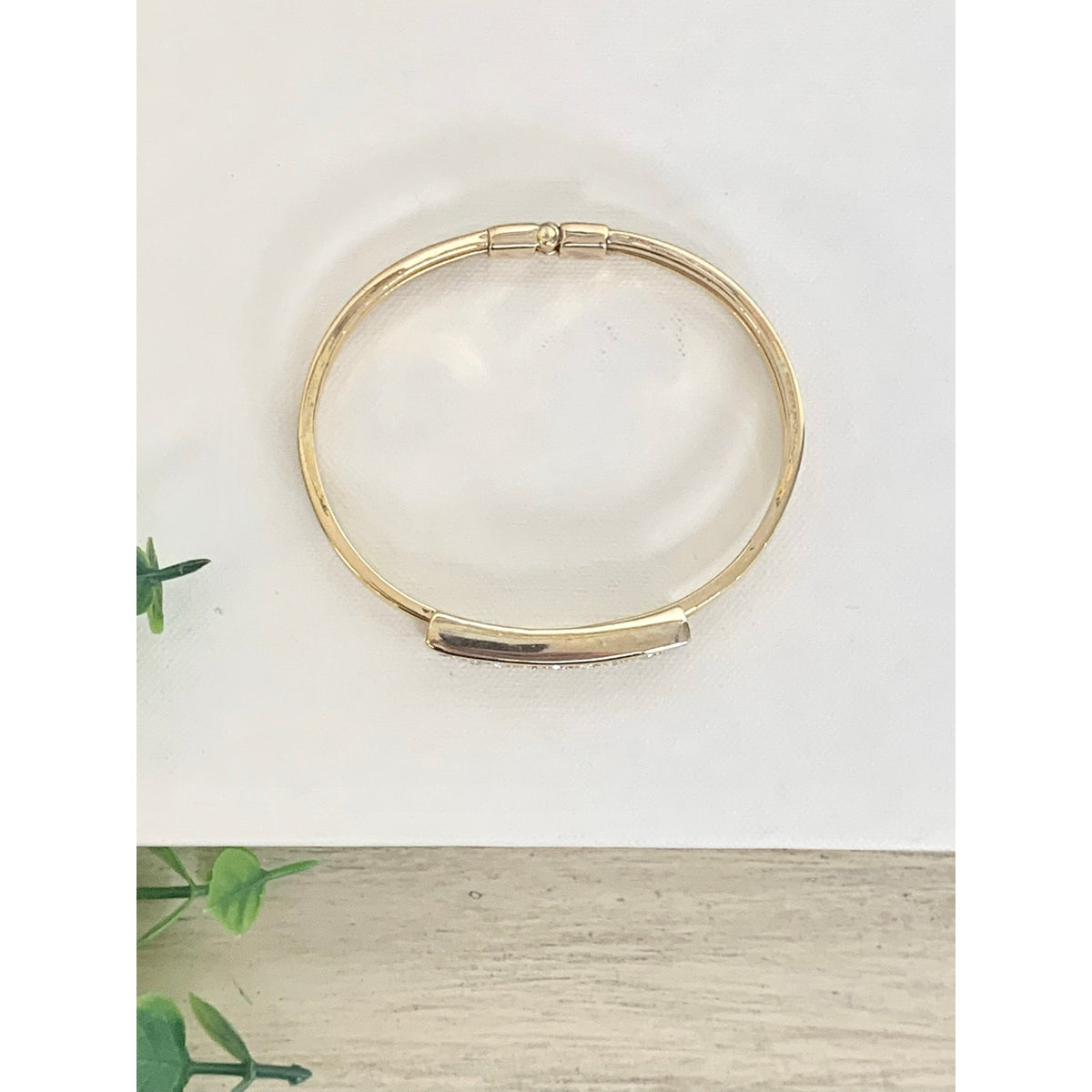 Vintage Goldtone Rhinestone Bangle Bracelet Pave Statement Jewelry Classic Glam