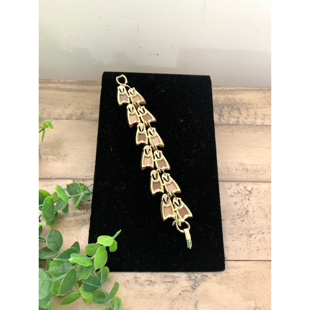 Vintage 1960s Lisner Thermoset Bracelet Oak Leaf & Berry Signed 7.25” Retro MCM