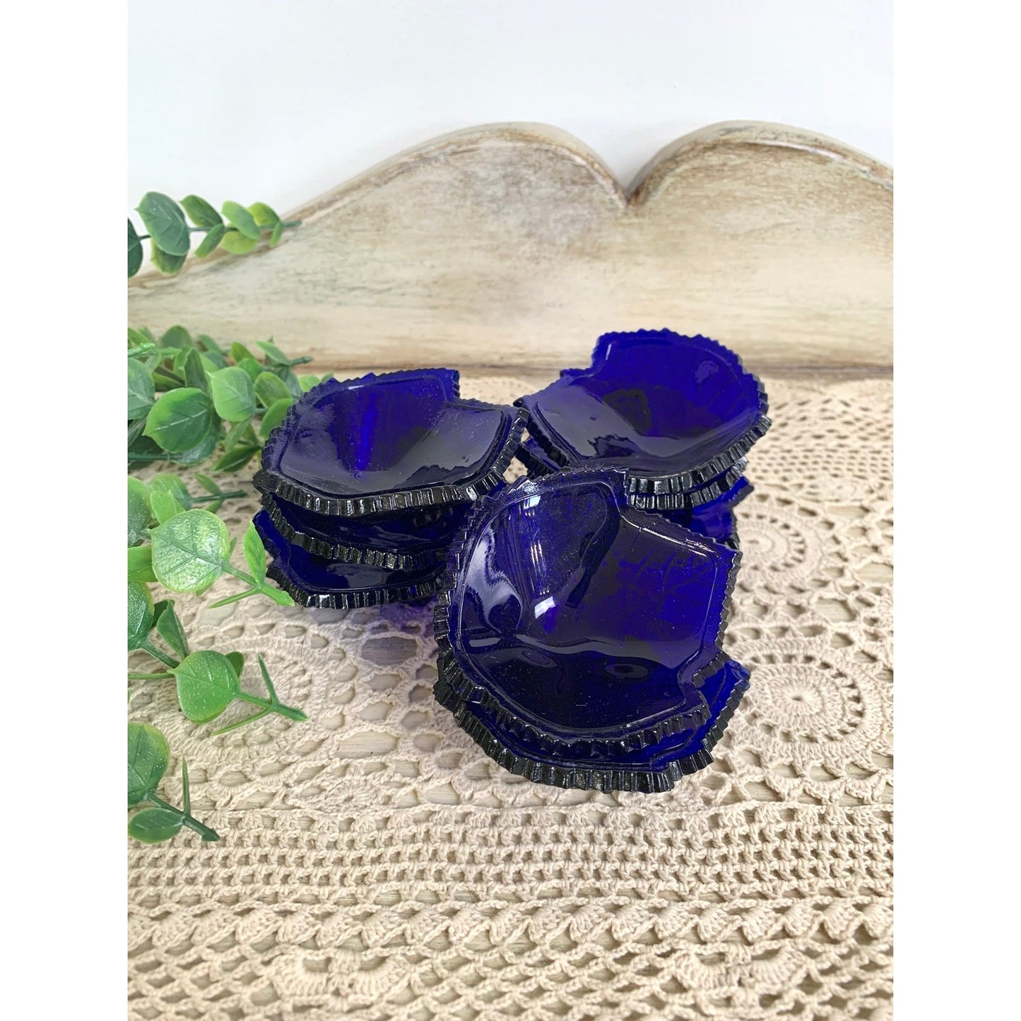 Vintage Cobalt Blue Salt Cellars Set of 8