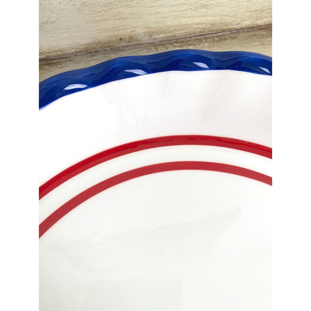 Sonoma Nantucket Pie Dish Red White Blue Ceramic Baking Dish Americana Decor