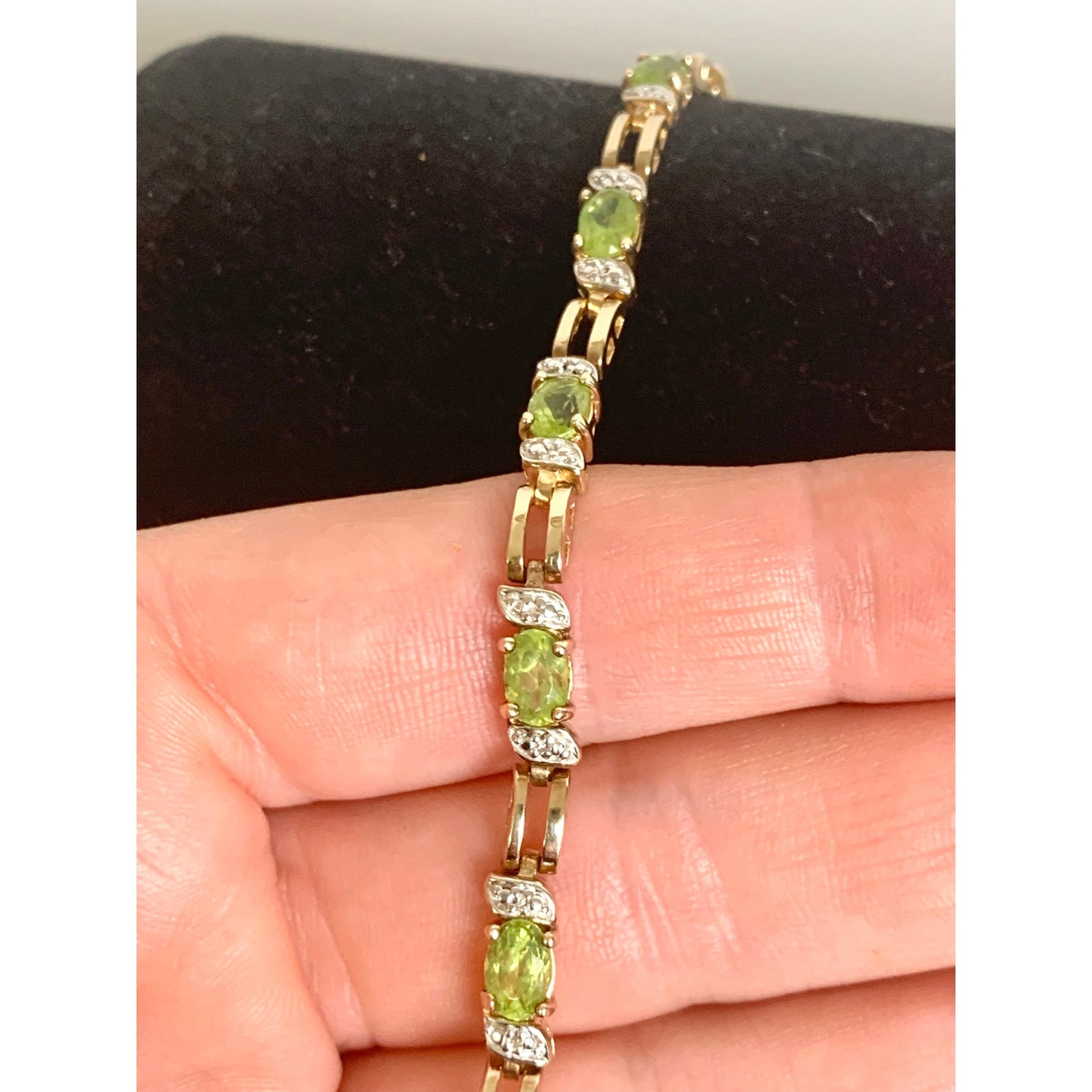 Vintage Ross Simons Peridot Tennis Bracelet Sterling Silver Gold Vermeil Elegant