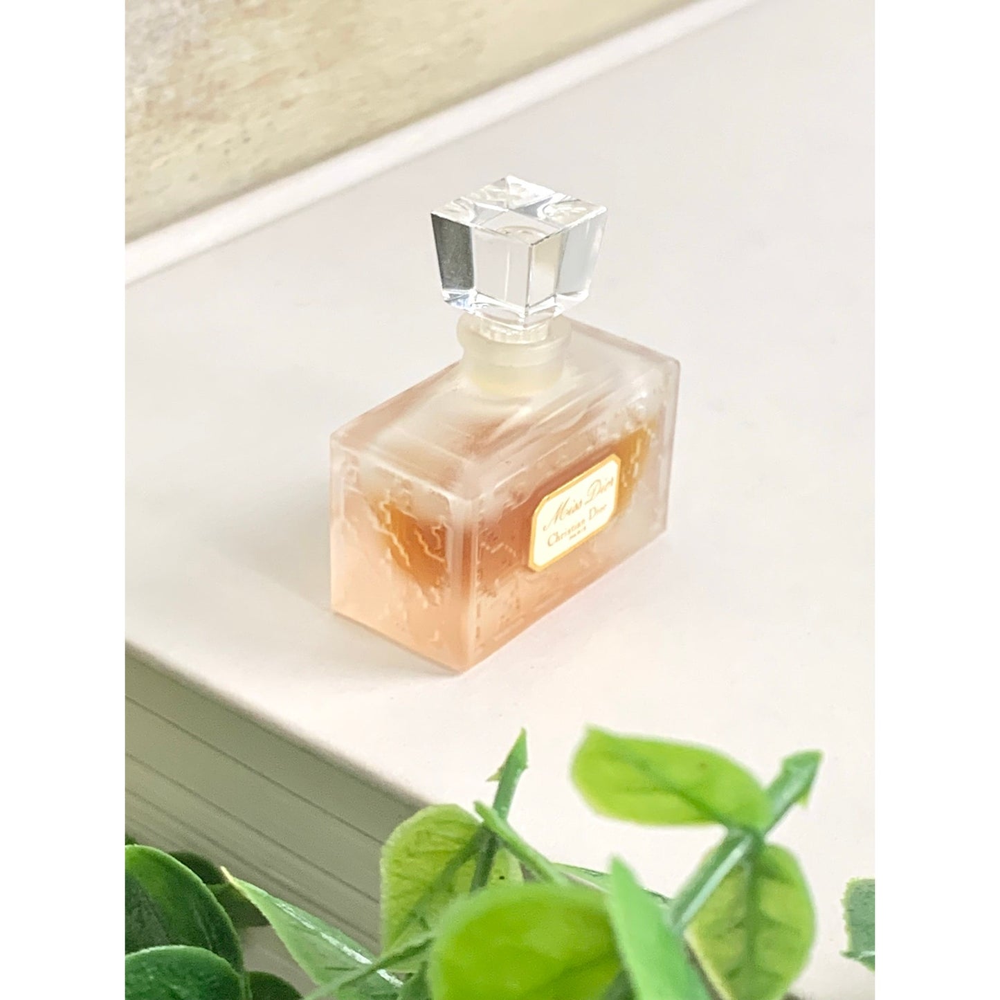 Vintage Christian Dior Miss Dior Miniature Perfume Splash Bottle Frosted Glass