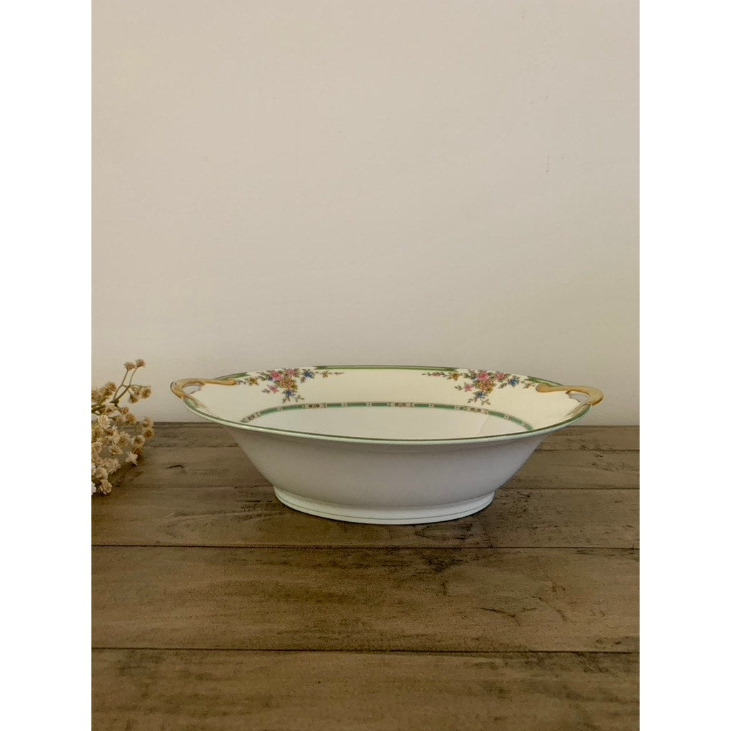 Vintage Noritake Pendarvis Serving Dish with Gold Gilt Handles Fruit Bowl Floral