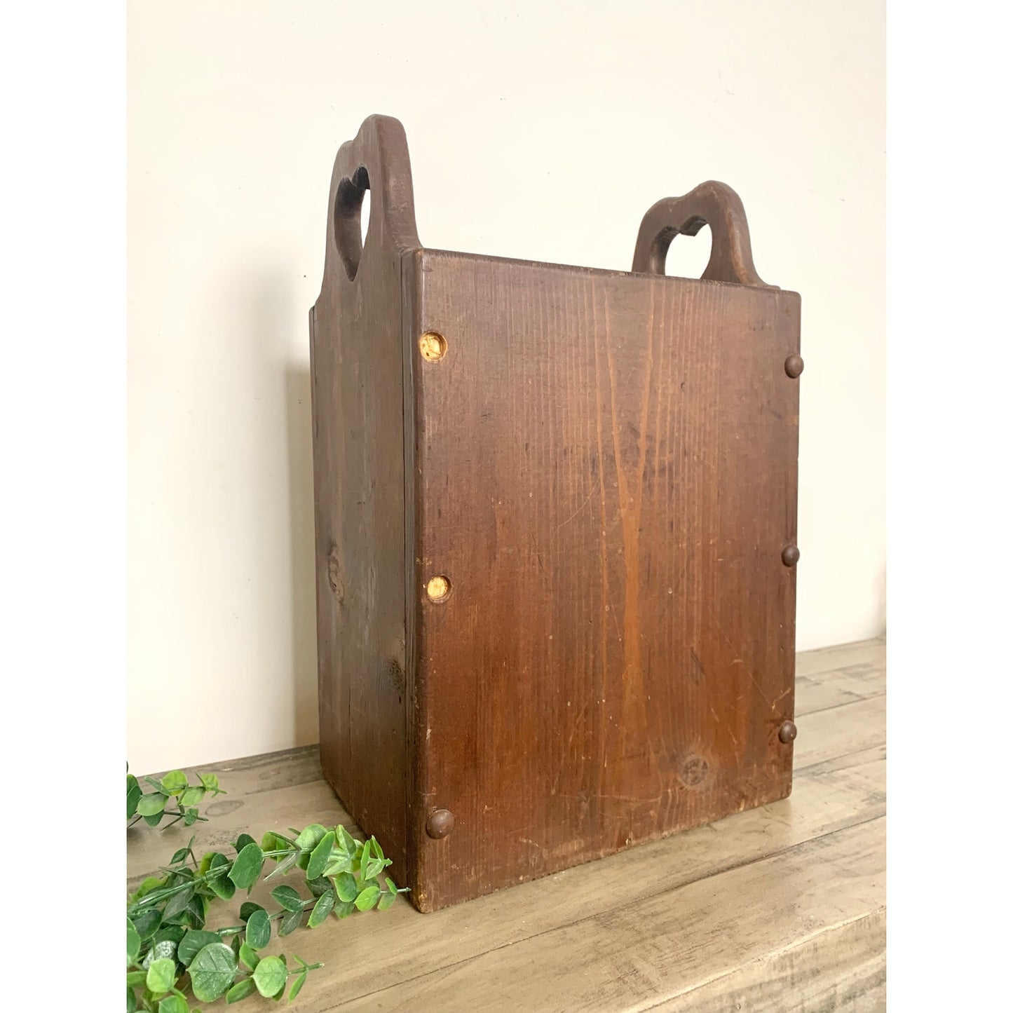 Vintage Wood Heart Cutout Umbrella Stand Magazine Holder Primitive Farmhouse Feminine Rustic