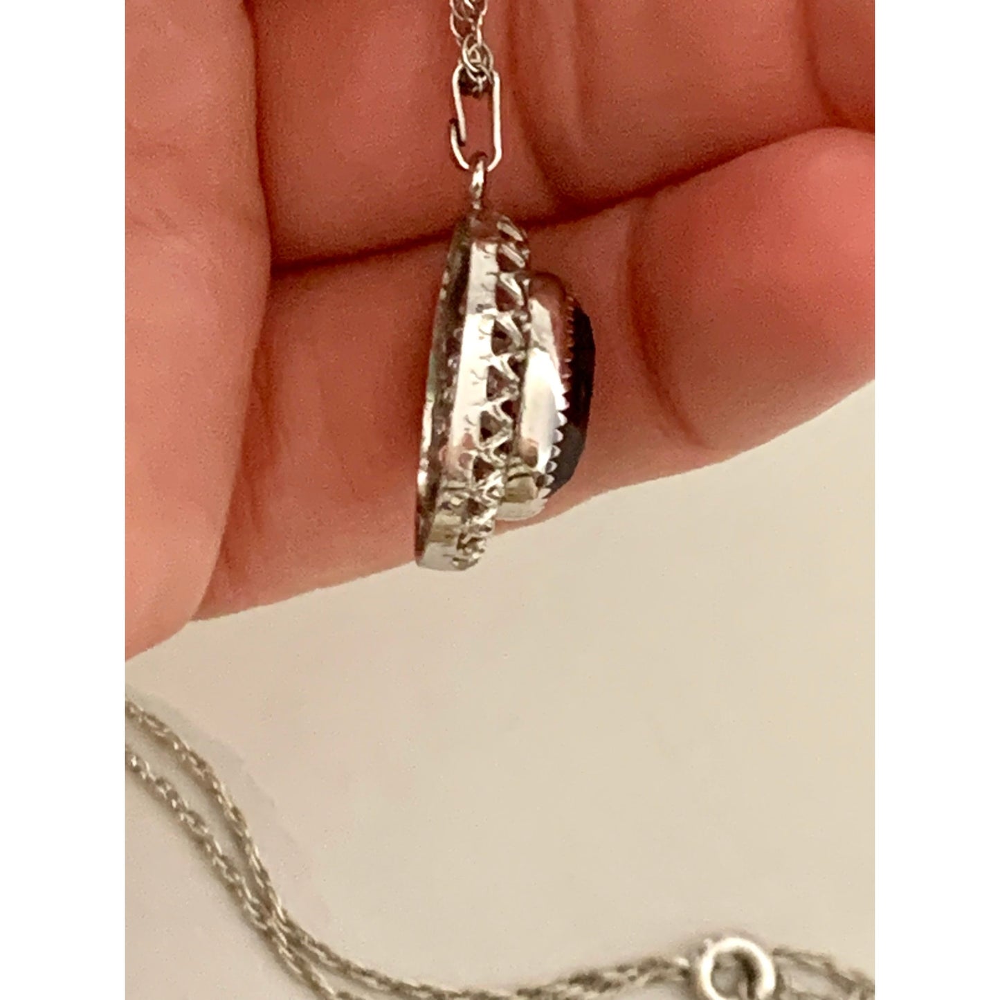 Vintage Sterling Silver Amethyst Purple Halo Pendant Necklace 25 Inch Chain