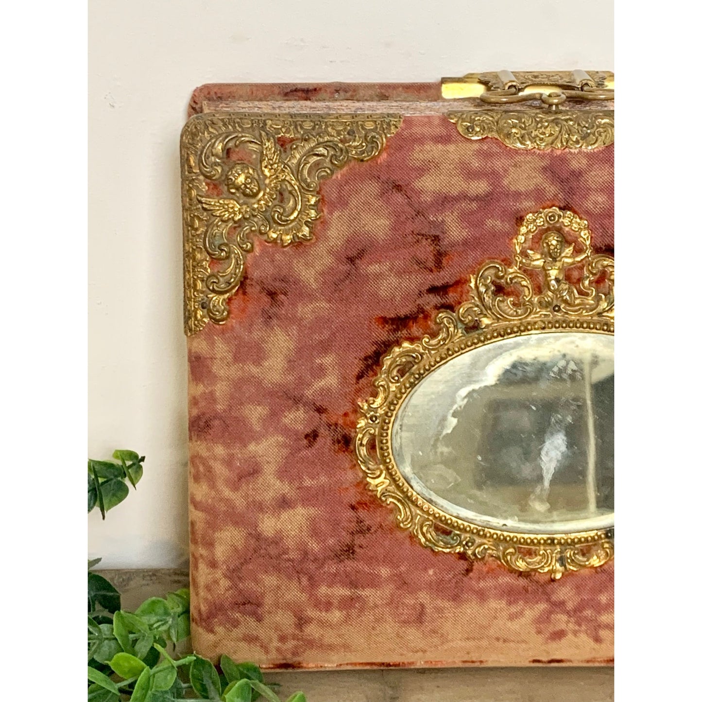 Antique Victorian Photograph Album Cherub Gilt Memorial Keepsake Ephemera Romantic