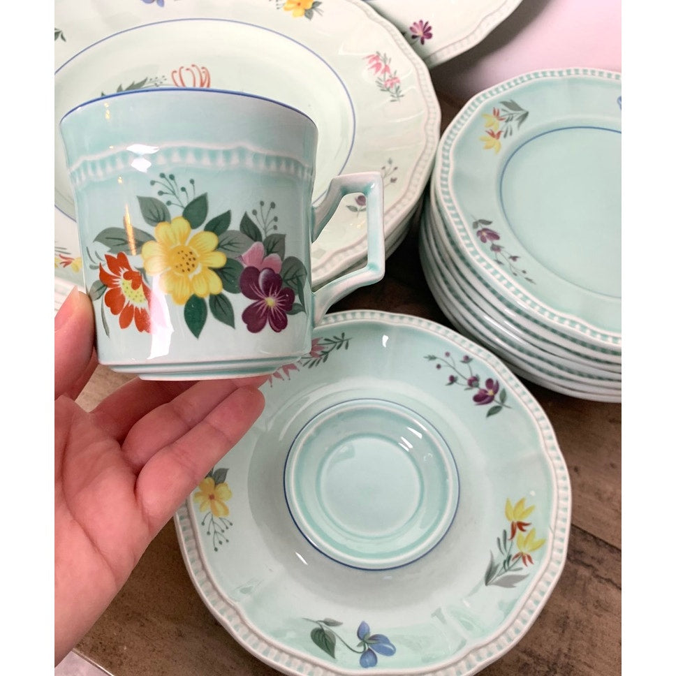 Vintage Kensington Staffordshire Ironstone Dish Set Provincial Pattern England Floral Dinnerware