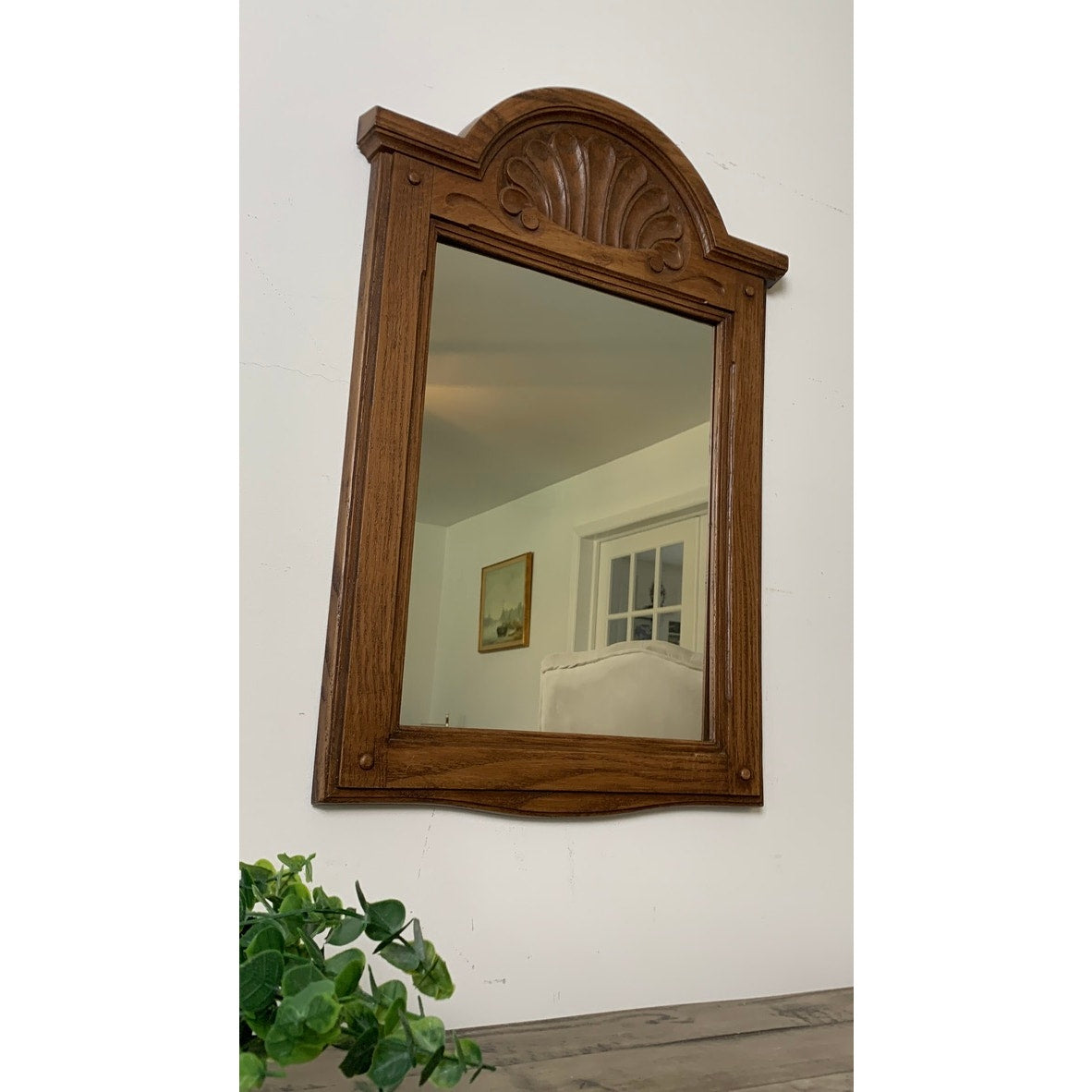 Vintage Syroco Wall Mirror with Shell Crest – 24.5” x 16.5” Coastal Boho MCM