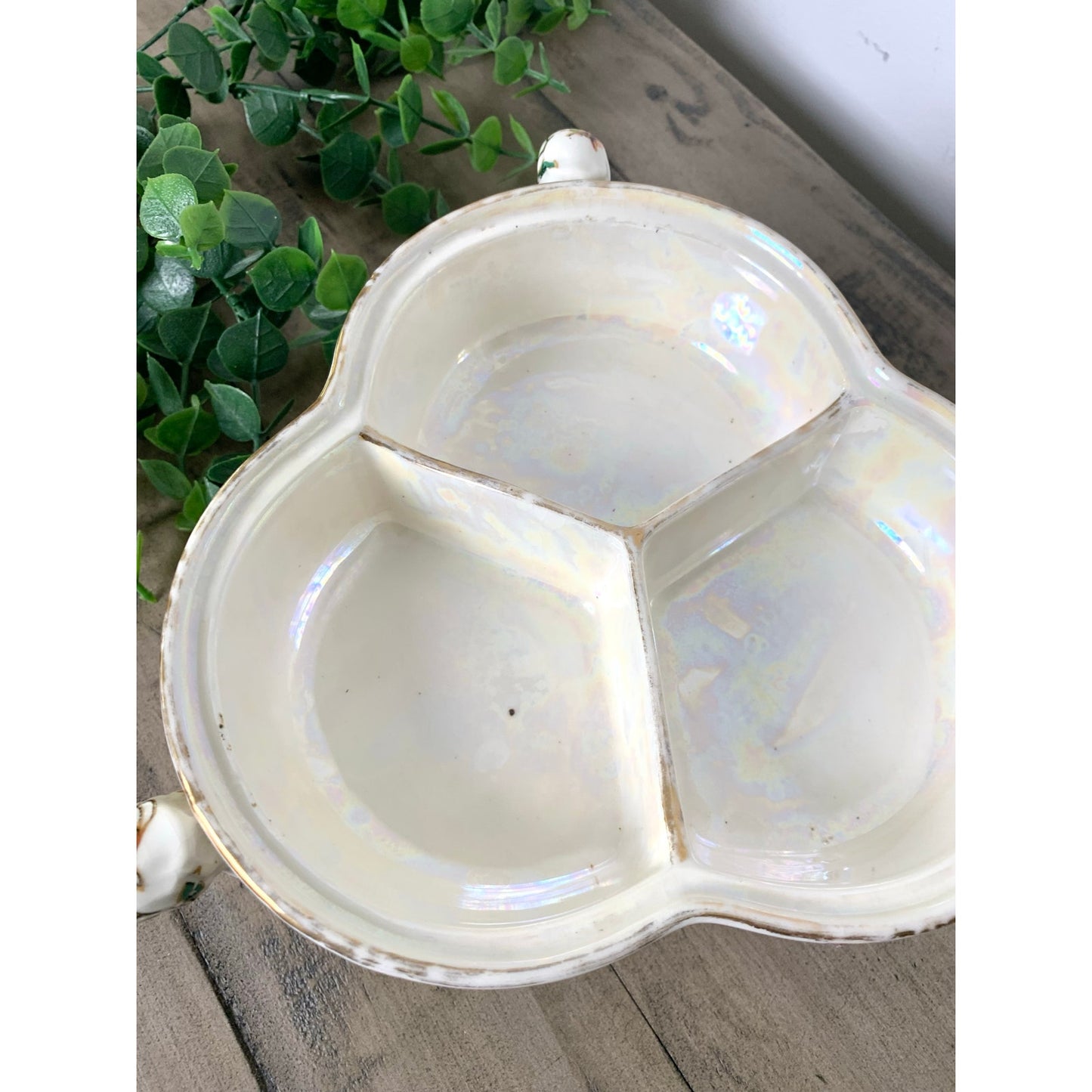 Vintage Japan Floral Ceramic Dish Trinket Serving Lusterware Bowl Catchall Retro