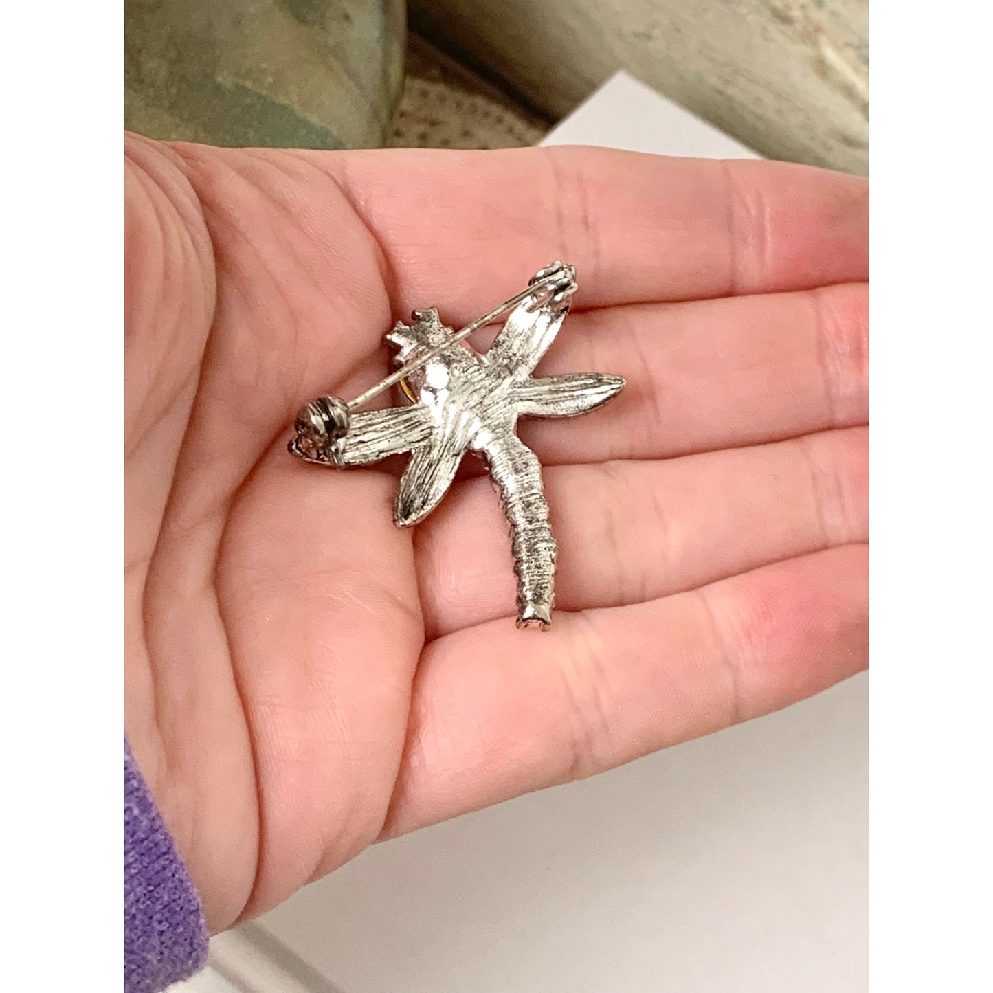 Vintage Rhinestone Dragonfly Brooch Pink Crystal Insect Pin Statement Jewelry