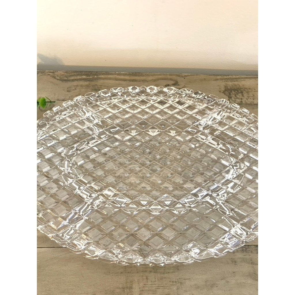 Vintage Clear Glass Divided Serving Platter Large 16.25” Oval Sectional Tray Thick Appetizers Relishes Charcuterie