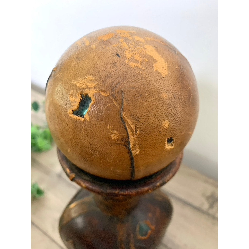 Vintage Italian Leather Wrapped Square Decanter with Ball Stopper Old Money MCM