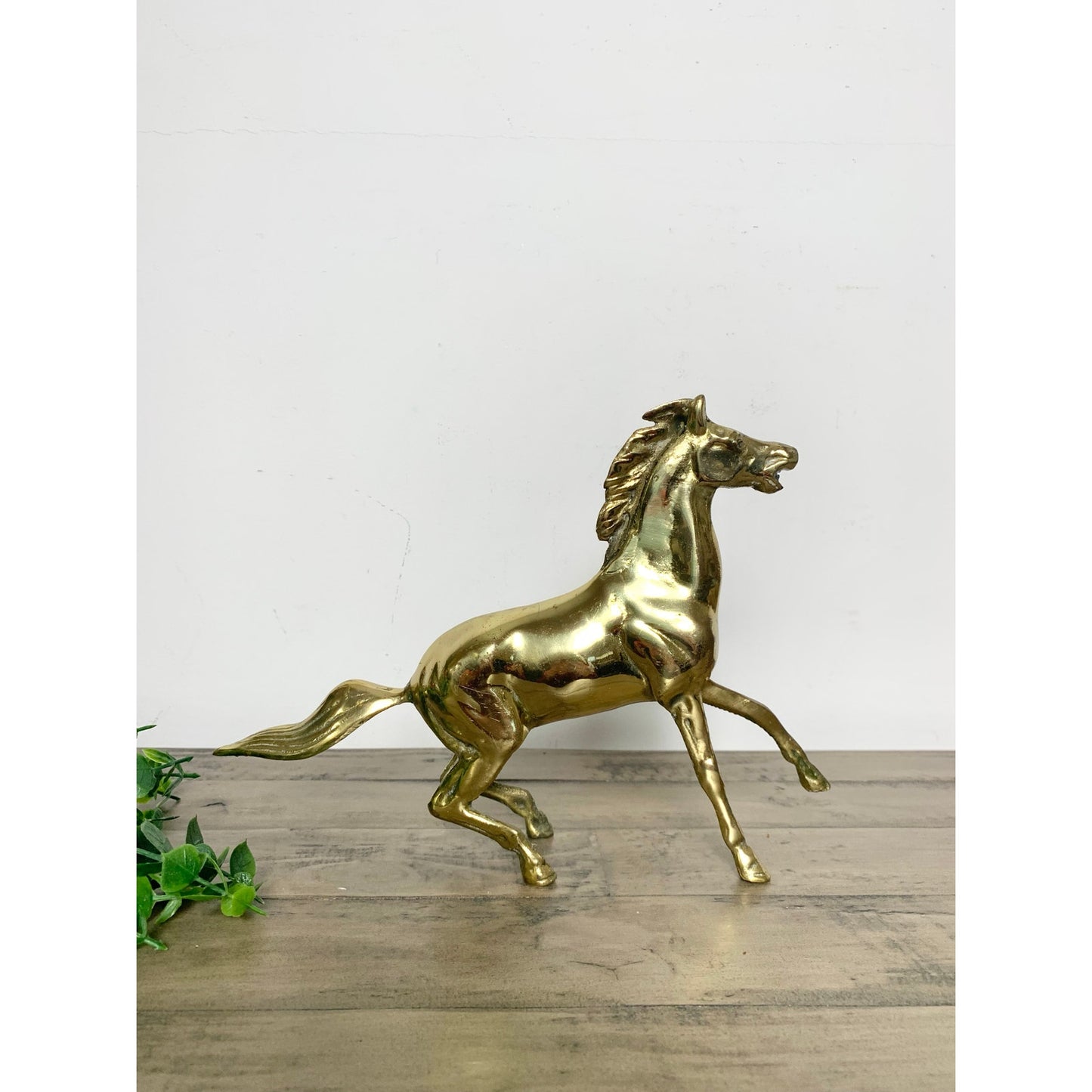 Vintage Solid Brass Horse Figurine Statue Equestrian Stallion Statue Mid Century