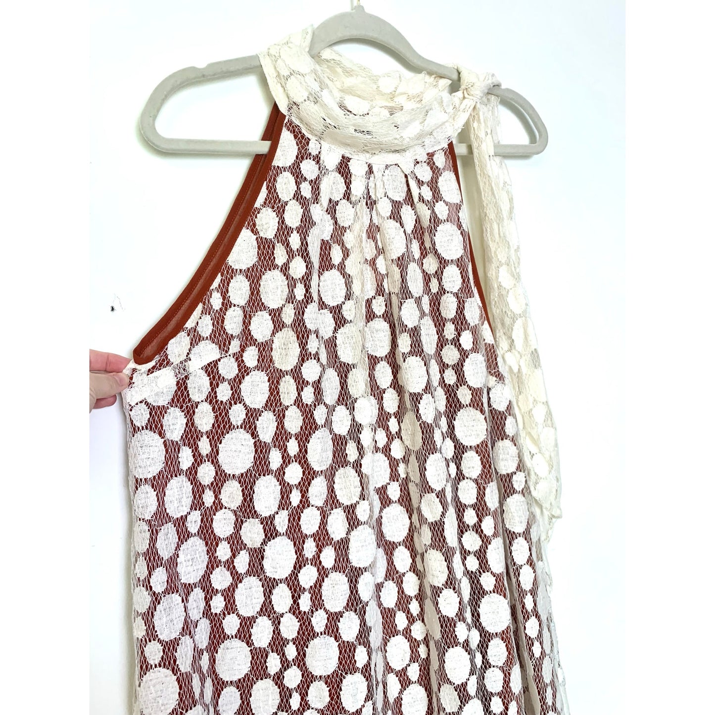 NWT Ryu Lace Pleated Chiffon Halter Tunic Top Size M Whimsy Sheer Boho Feminine