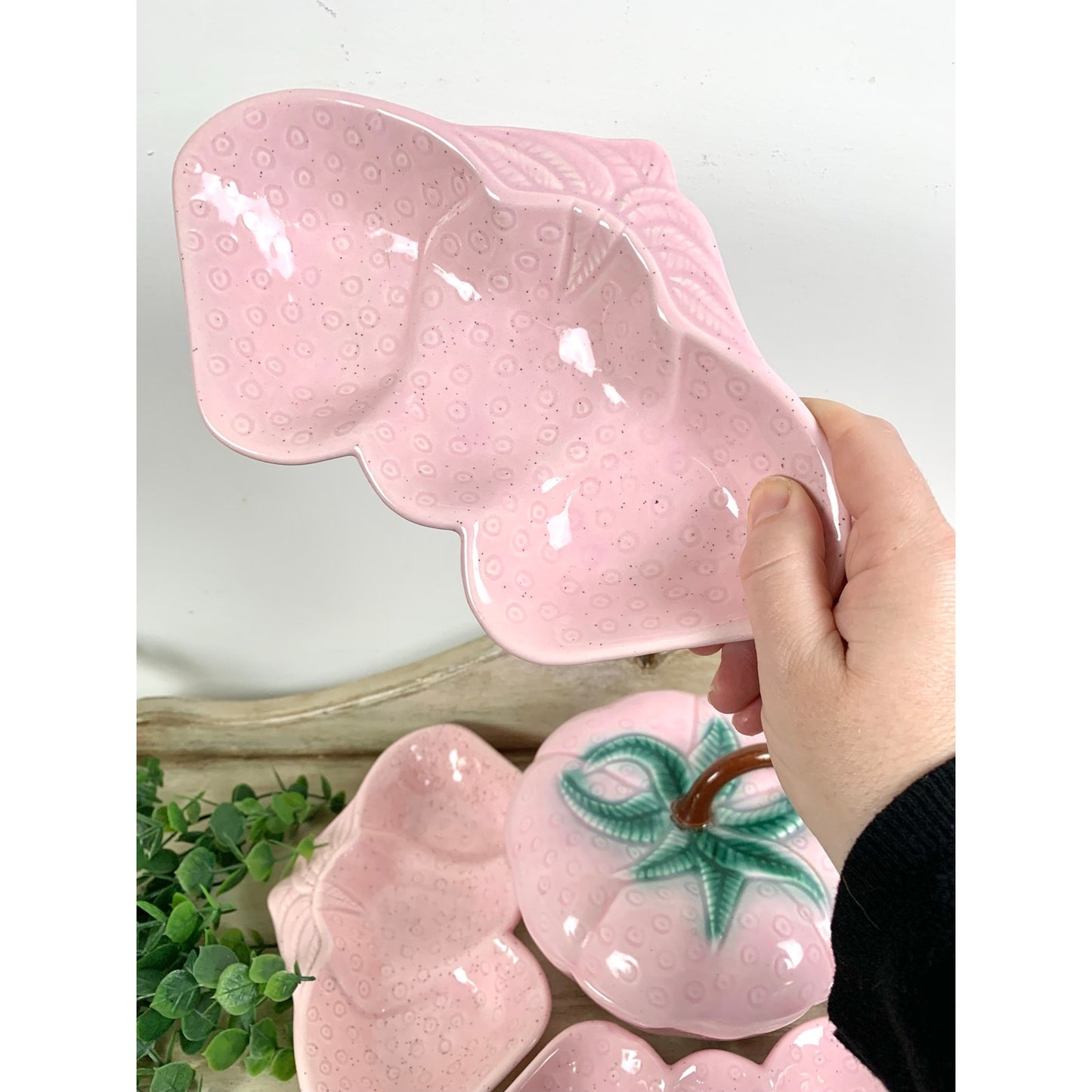 Vintage Pink Strawberry Ceramic Serving Set