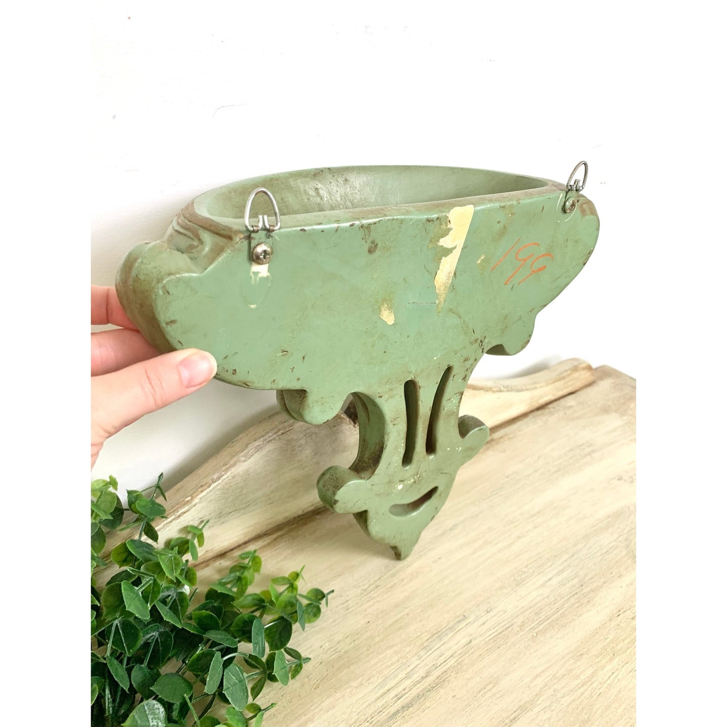 Vintage Wall Pocket Shelf Universal Statuary 1957 Green Gold Hollywood Regency