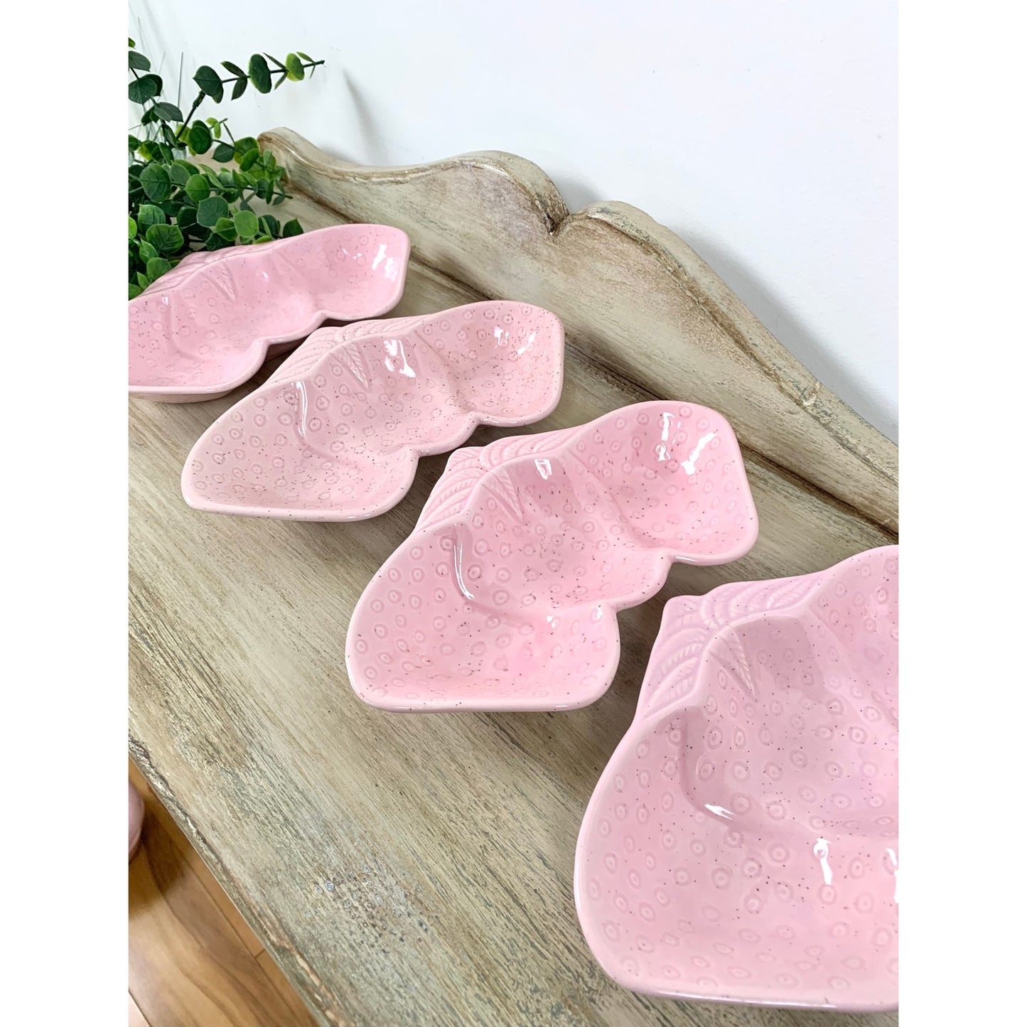 Vintage Pink Strawberry Ceramic Serving Set