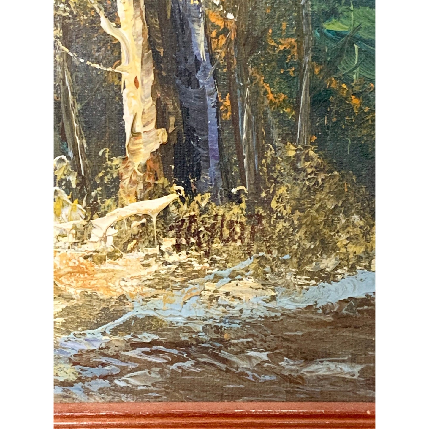 Vintage Mountain Landscape Oil Painting Signed Framed Nature Cottage Fall Art