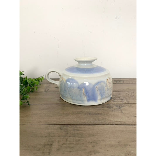 Kravec Studios Art Pottery Vase Oil Lamp Candleholder Signed Ceramic Jug Cottage